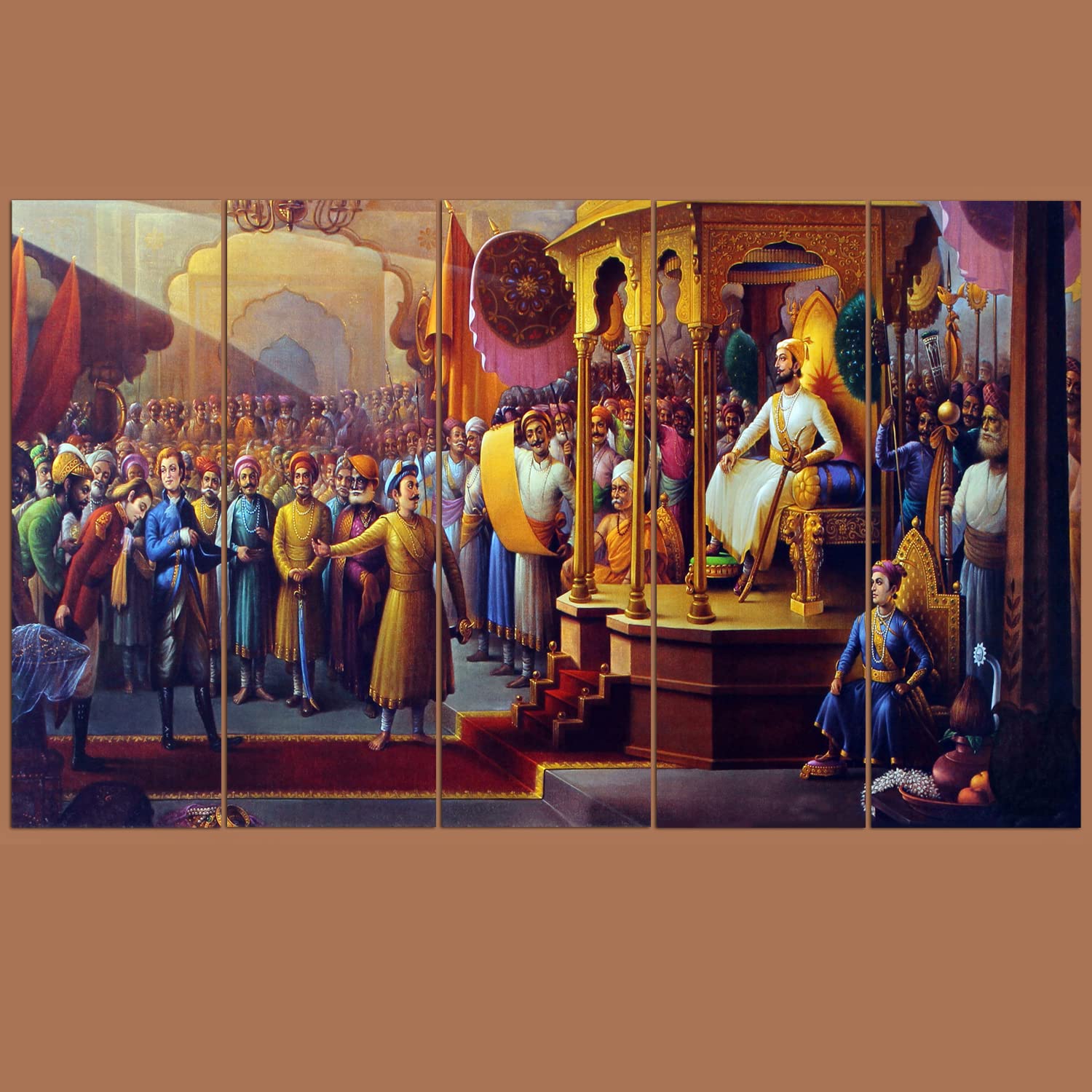 Maxstone Chattrapati Shivaji Maharaj Religious Wall Painting (30x50 Inch) Set Of -5 Big Size Wall Painting