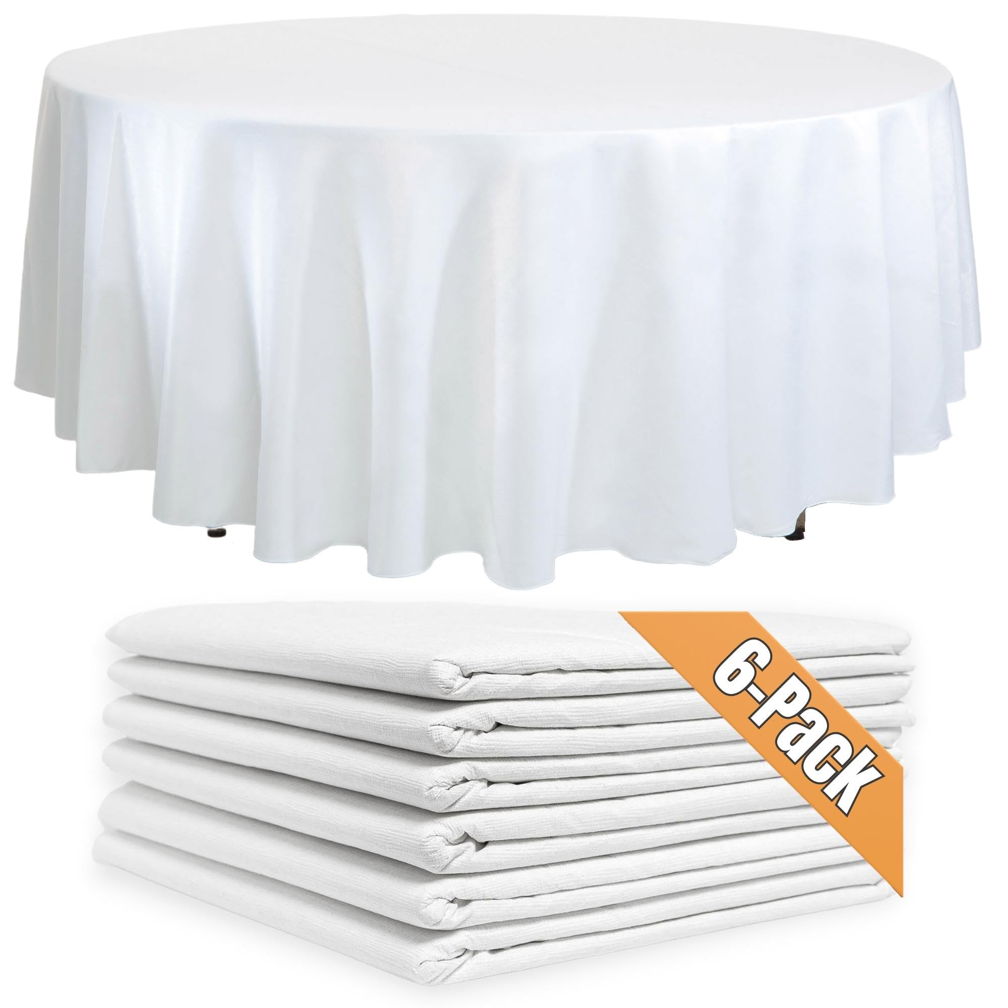 6 Pack White Paper Tablecloths for Round Tables  82 Octyround Disposable Plastic Lined Paper Table Cloth Cover for Parties, We