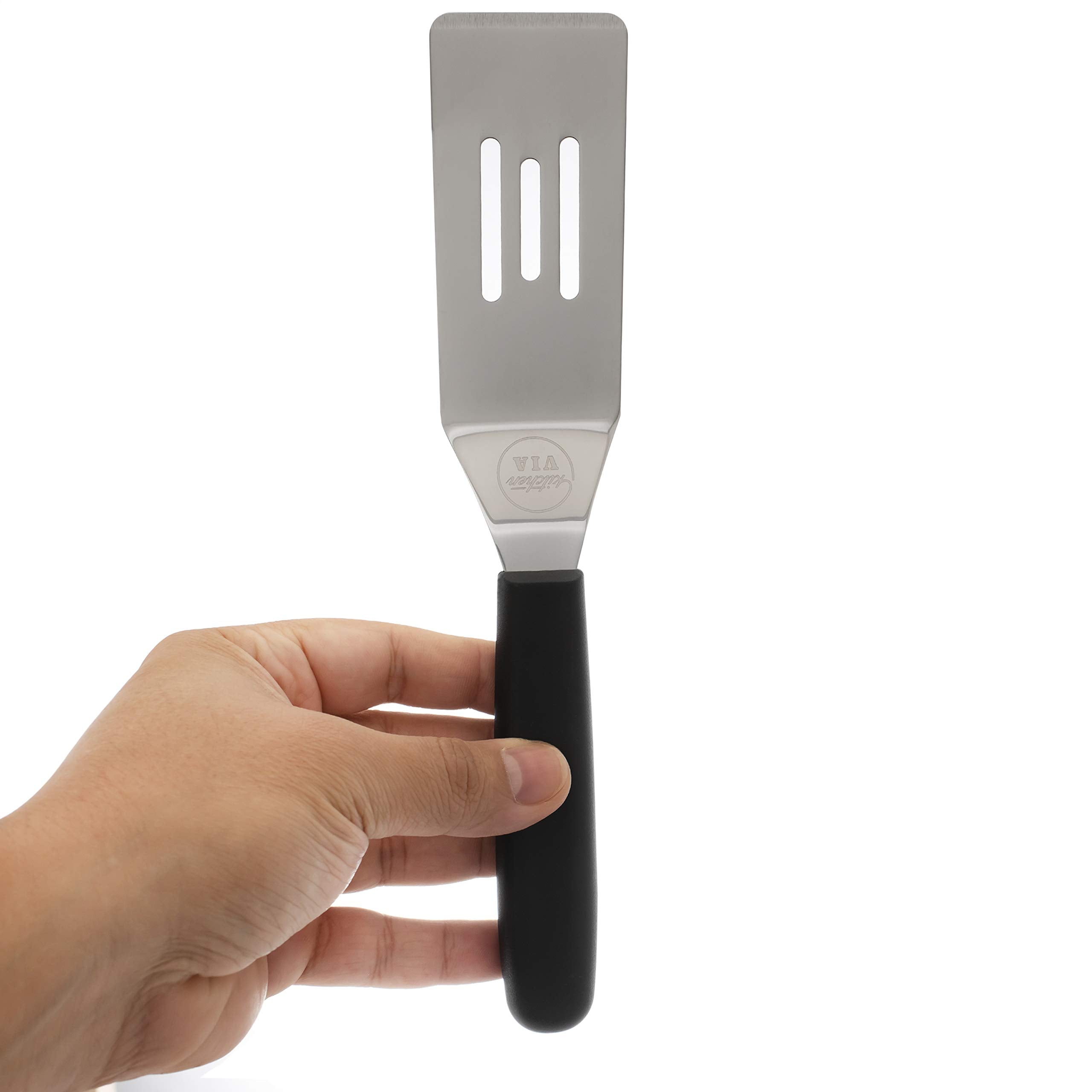 Kitchenvia Black Handle Cookie Spatula - Small, Non-Stick, And Heat-Resistant Handle For Perfect Pastries, Pancakes, And Pizza