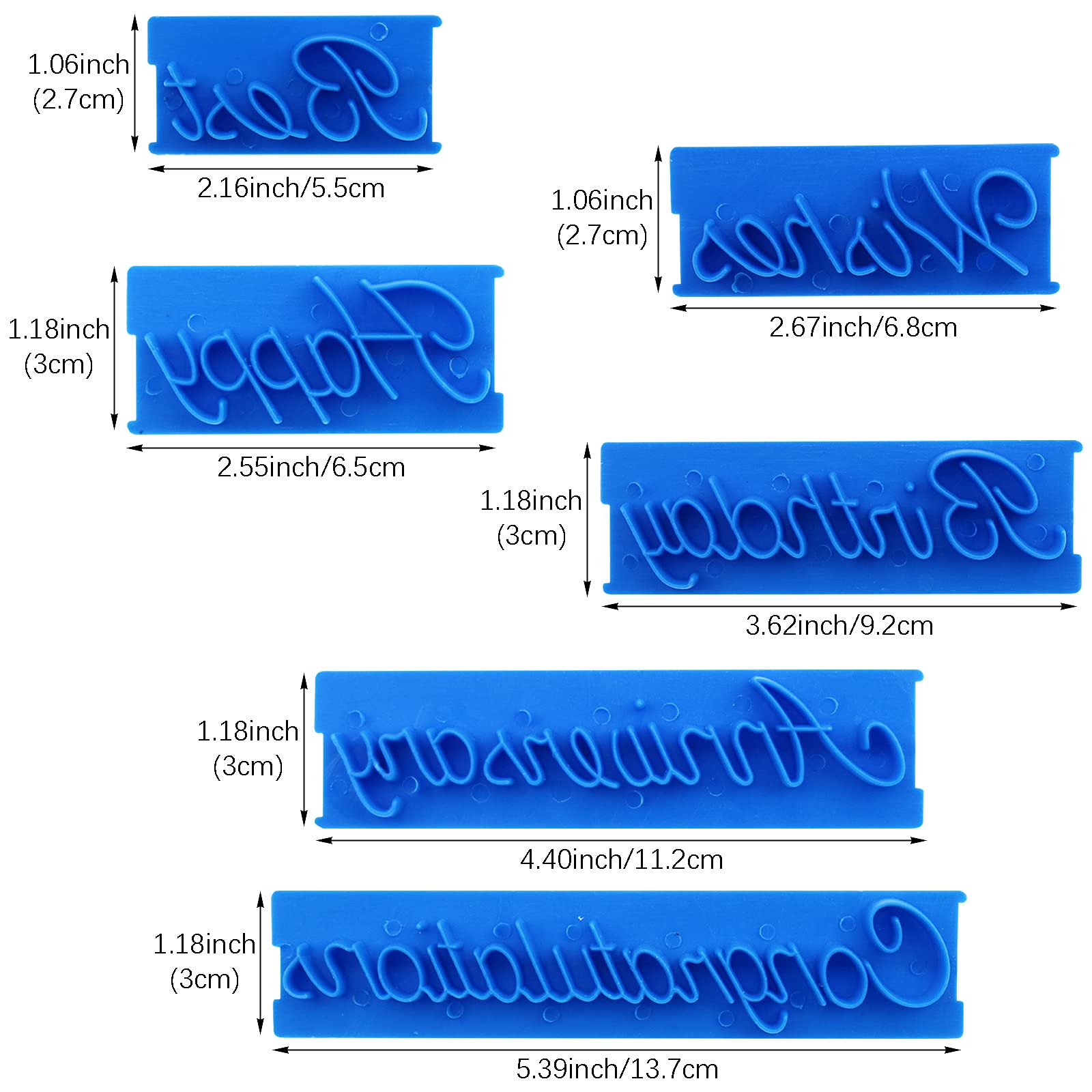 18 Pcs Cookie Fondant Stamp Cutter Stamper Blessing Letters Mold Happy Birthday Best Wishes Congratulations Anniversary Letters