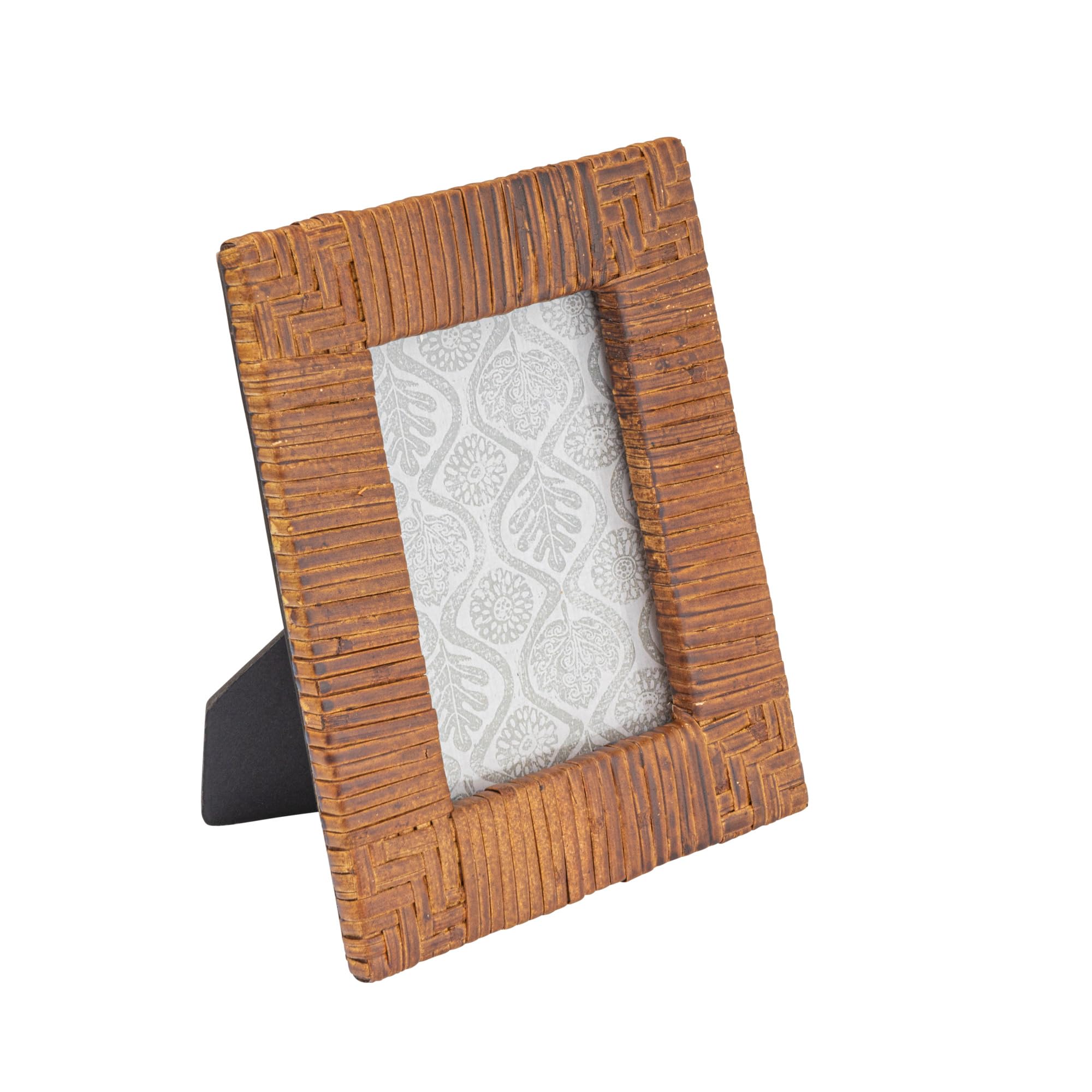 Creative Co-op Handwoven Rattan Photo Frame, Natural Stained (Holds 4 x 6 Photo)
