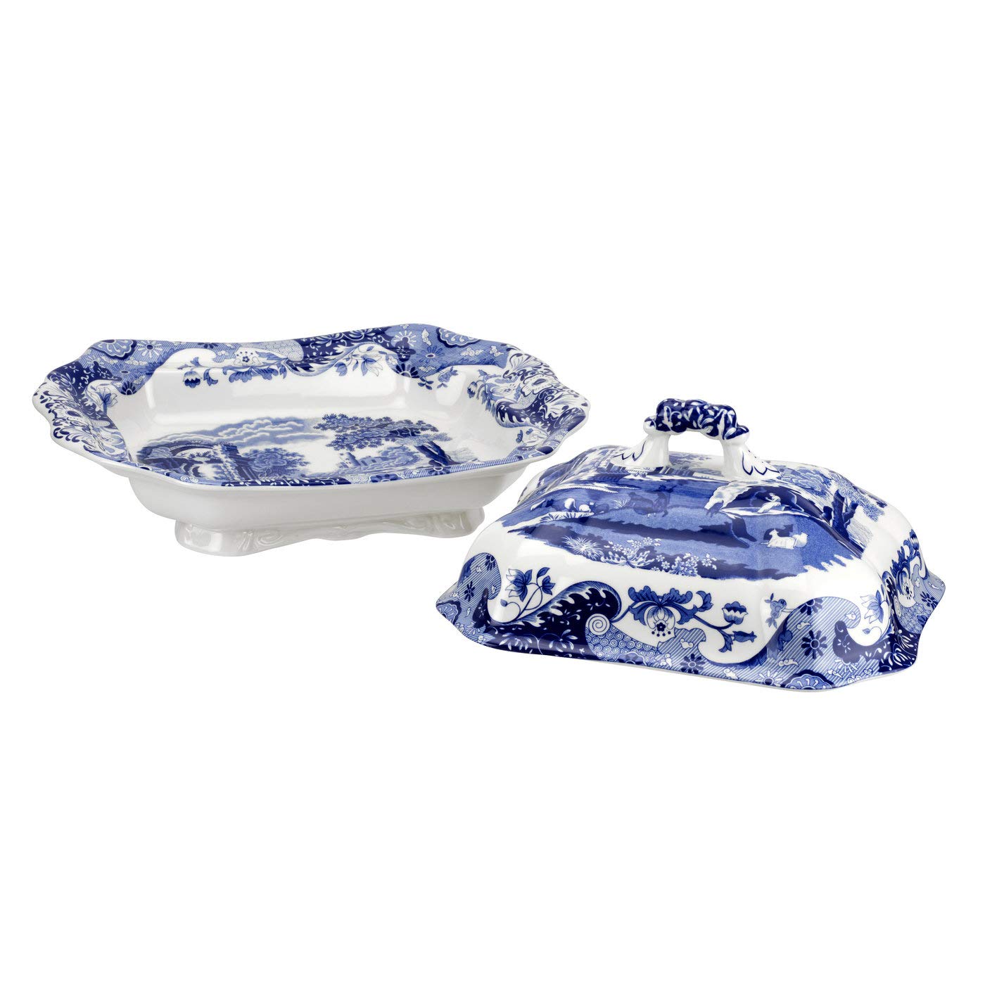 Spode Blue Italian Covered Vegetable Dish  12 Inch Serving Dish and Dinner Table Centerpiece  Made of Fine Porcelain  Microwave and Dishwasher Safe