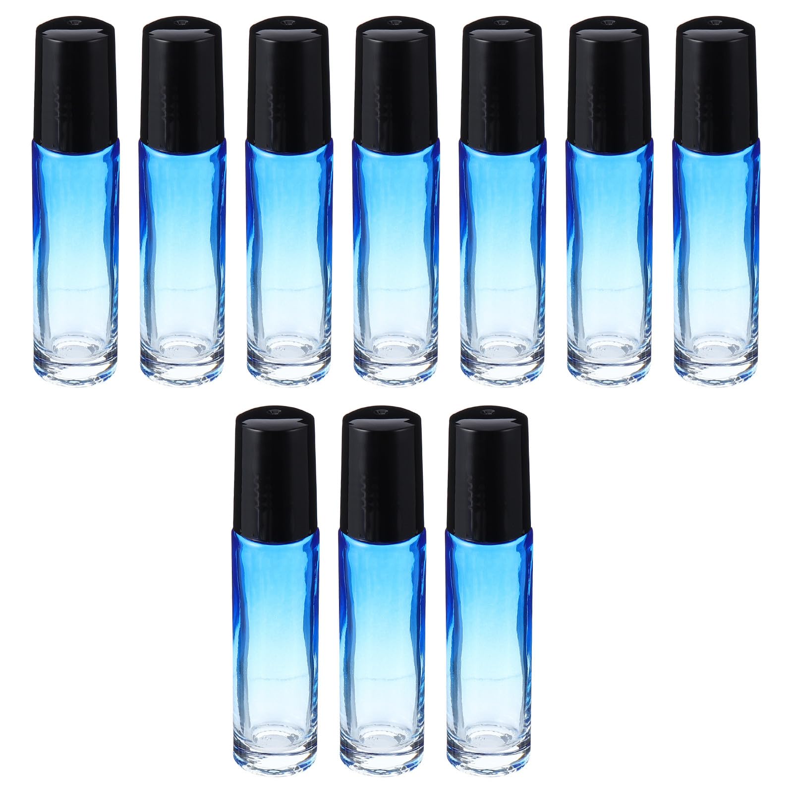 OSOLADY 10Pcs Glass Roller Bottles Black Caps with Gradient 10ml