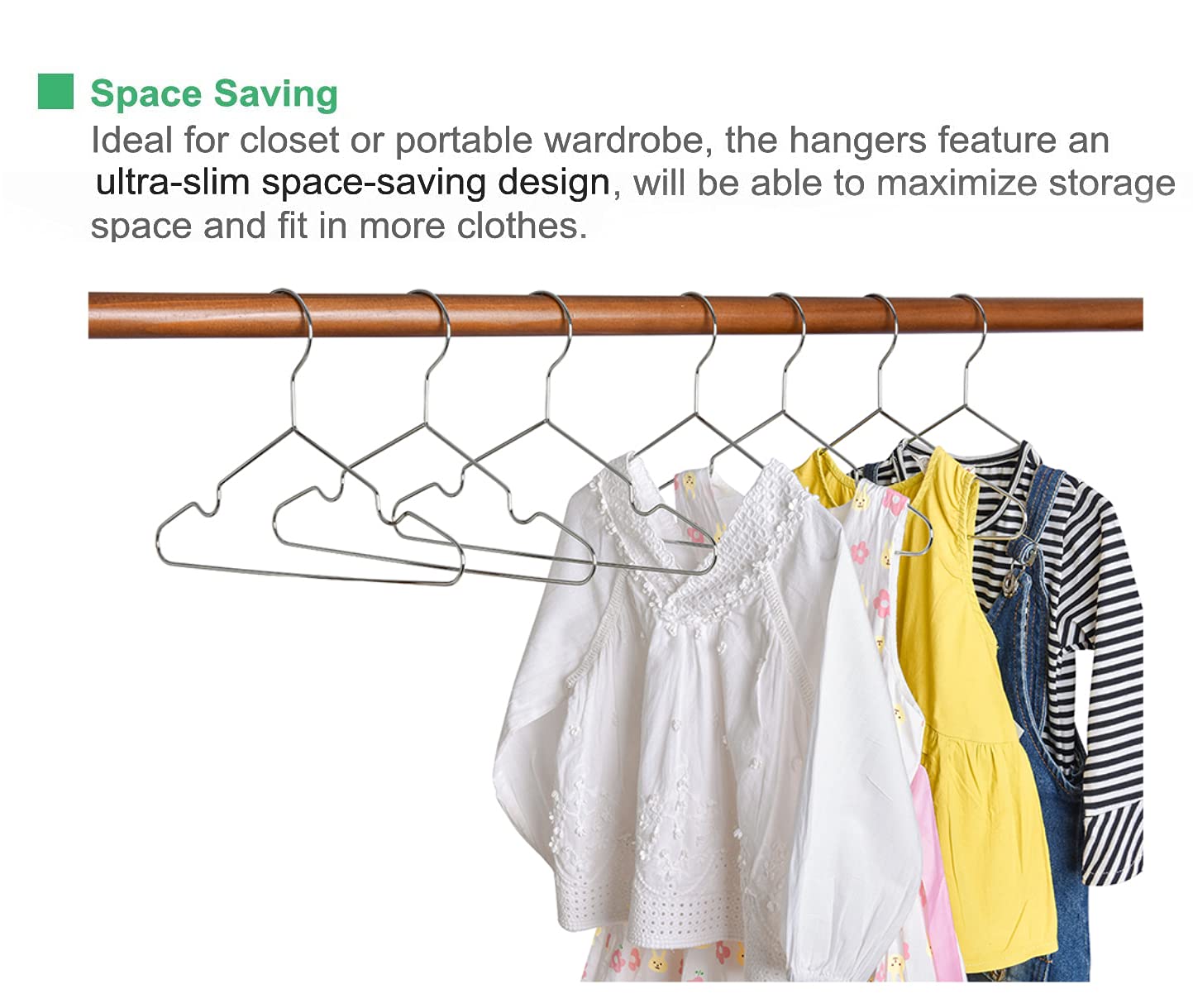 Amber Home 12'' Chrome Kids Baby Hangers 20Pack, Strong Metal Children Clothes Hangers For Closet, Space Saving Infant Hanger Fo