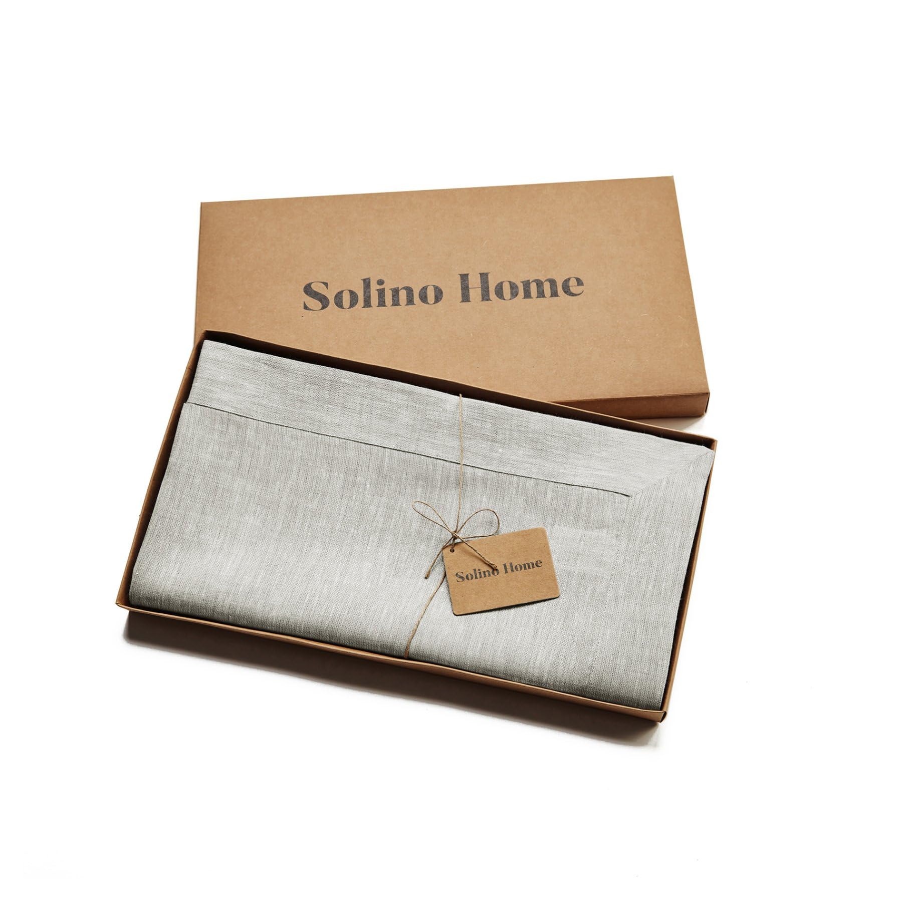 Solino Home Linen Tablecloth 60 X 132 Inch - 100% Pure Linen Oyster Grey Tablecloth - Machine Washable Rectangle Tablecloth For