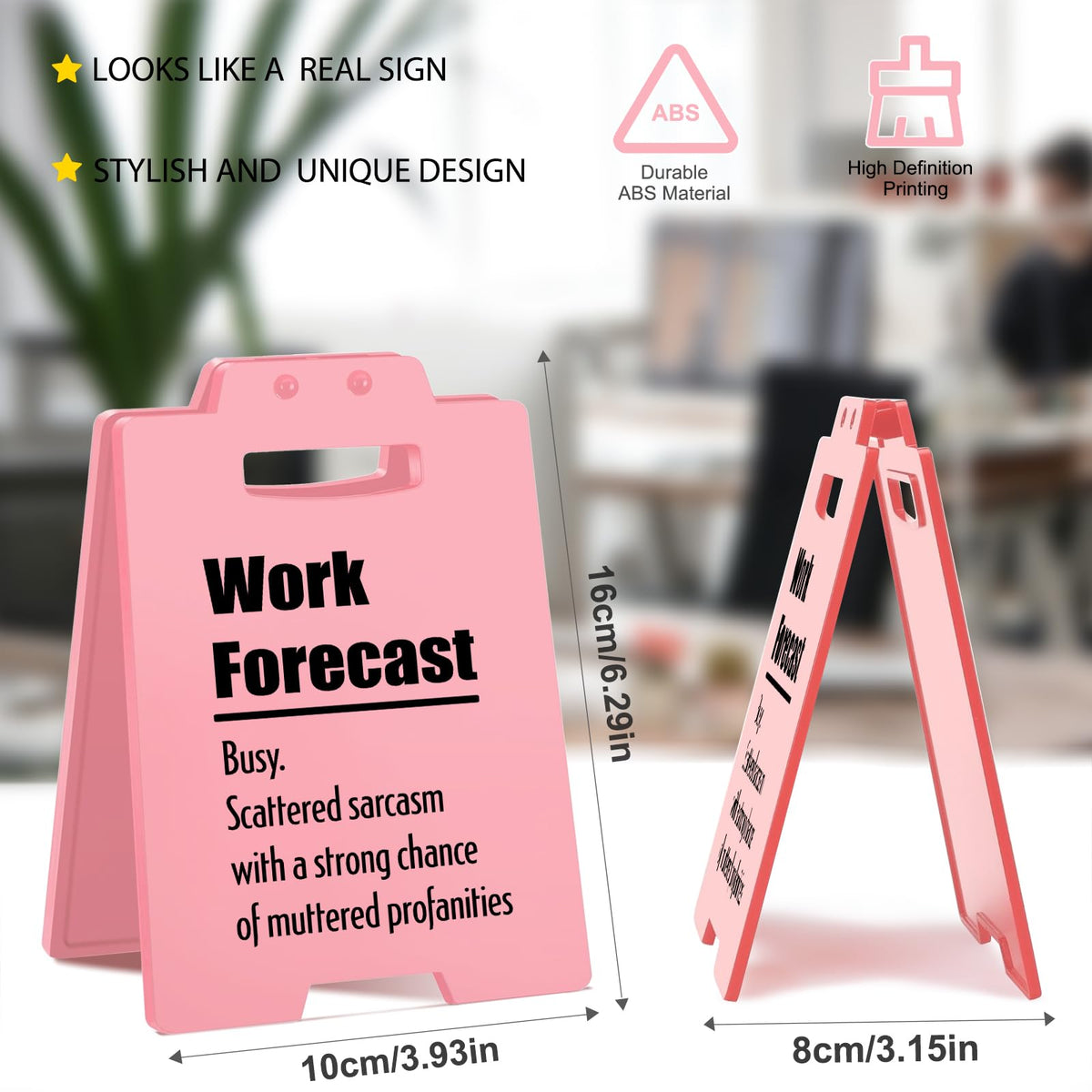 Work Forecast Desk Sign - Funny Pink Office Cubicle Decor - Humorous O ...