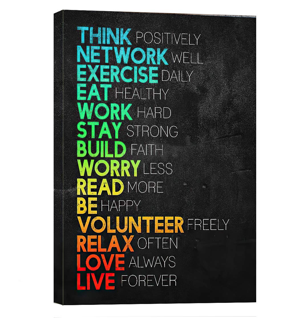 Think Positively Mindset Motivational Canvas Wall Art -Inspirational Office Wall Art Poster Quotes - Canvas Artwork Picture Prin