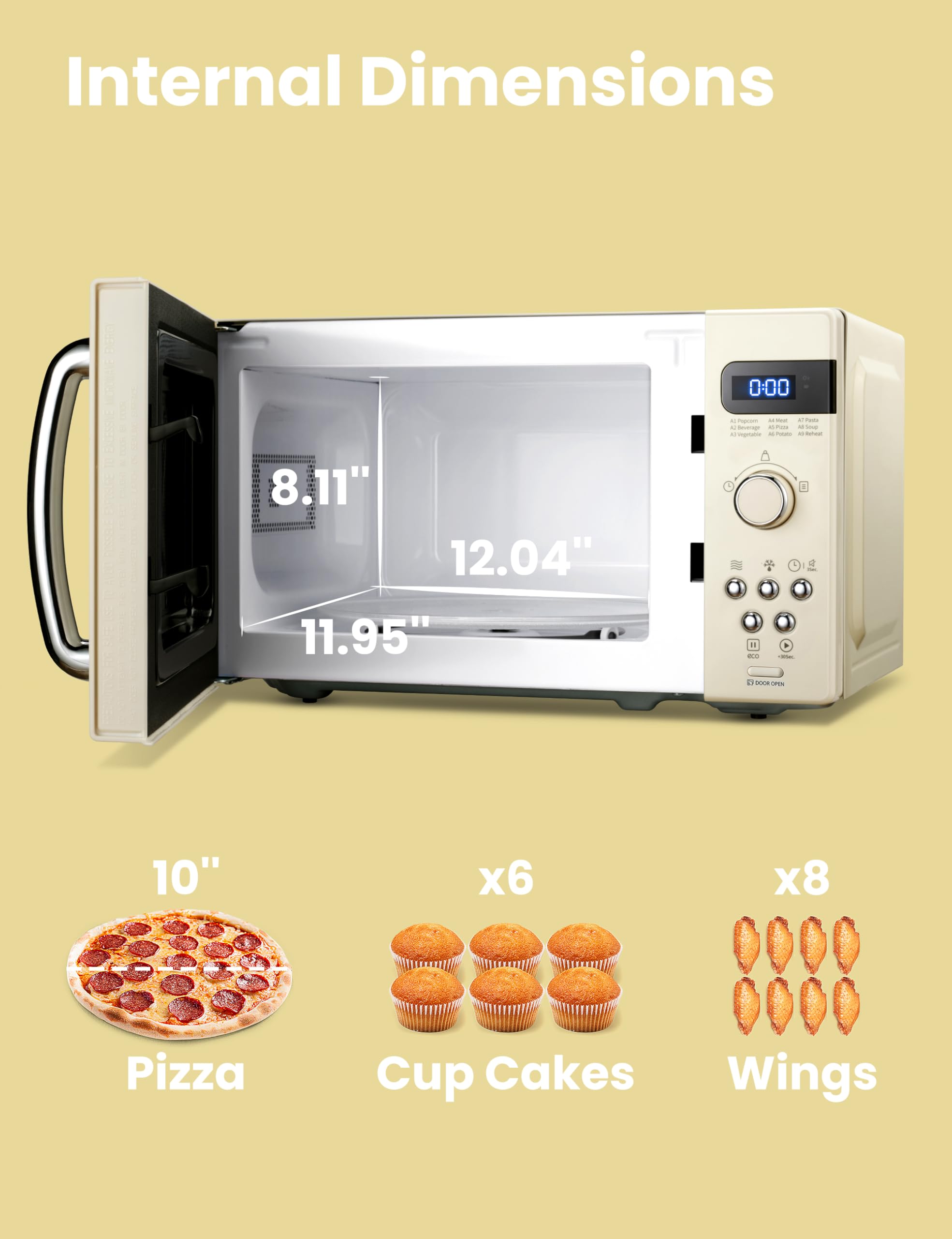 Comfee' Retro Small Microwave Oven With Compact Size, 9 Preset Menus, Position-Memory Turntable, Mute Function, Countertop Perfe