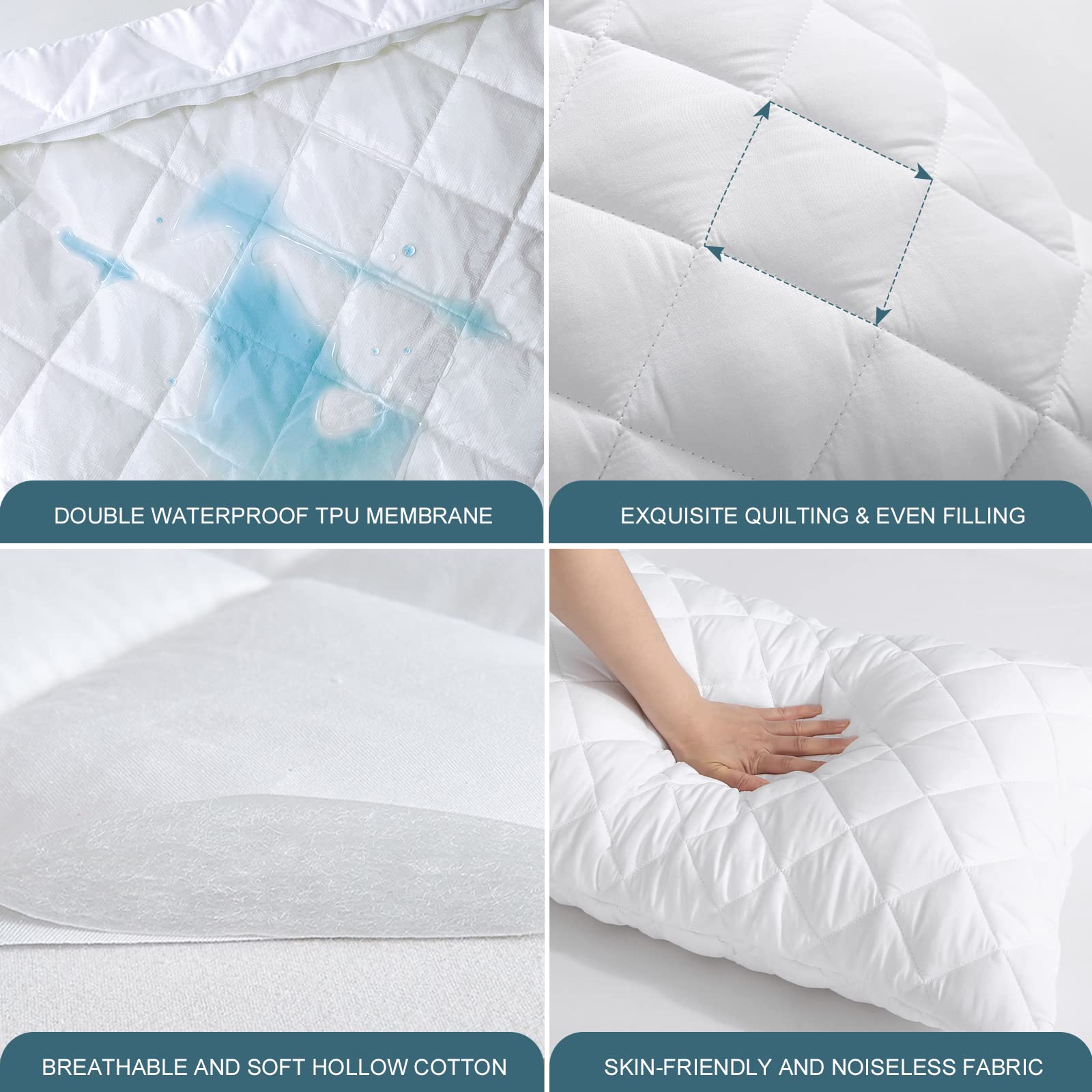 Unilibra 2 Pack Waterproof Pillow Protector Quilted Queen Size(21X30)