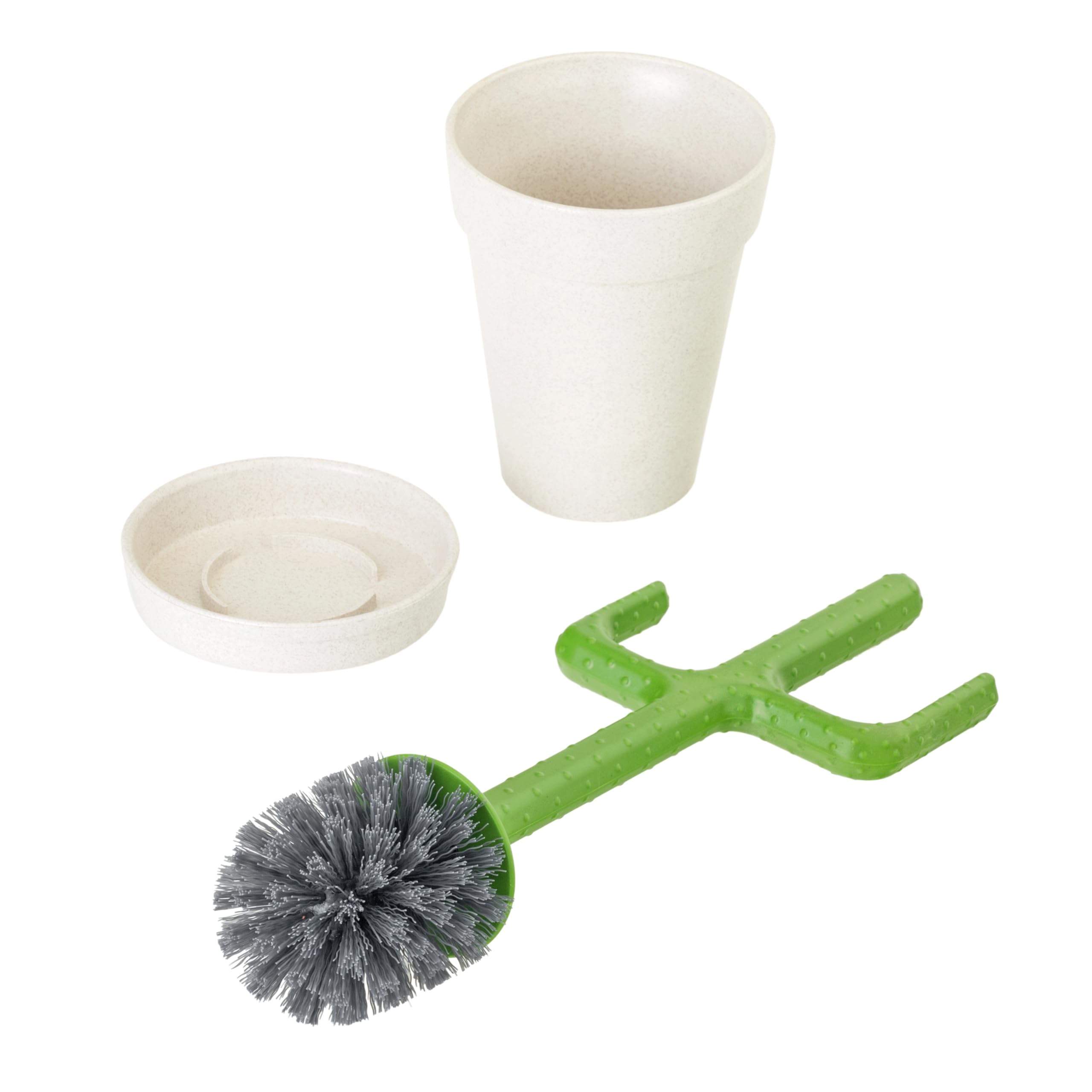 Vigar Cactus Toilet Brush Set, Eco-Friendly Cleaning Brush With Cactus-Shaped Handle, Planter Base With Saucer