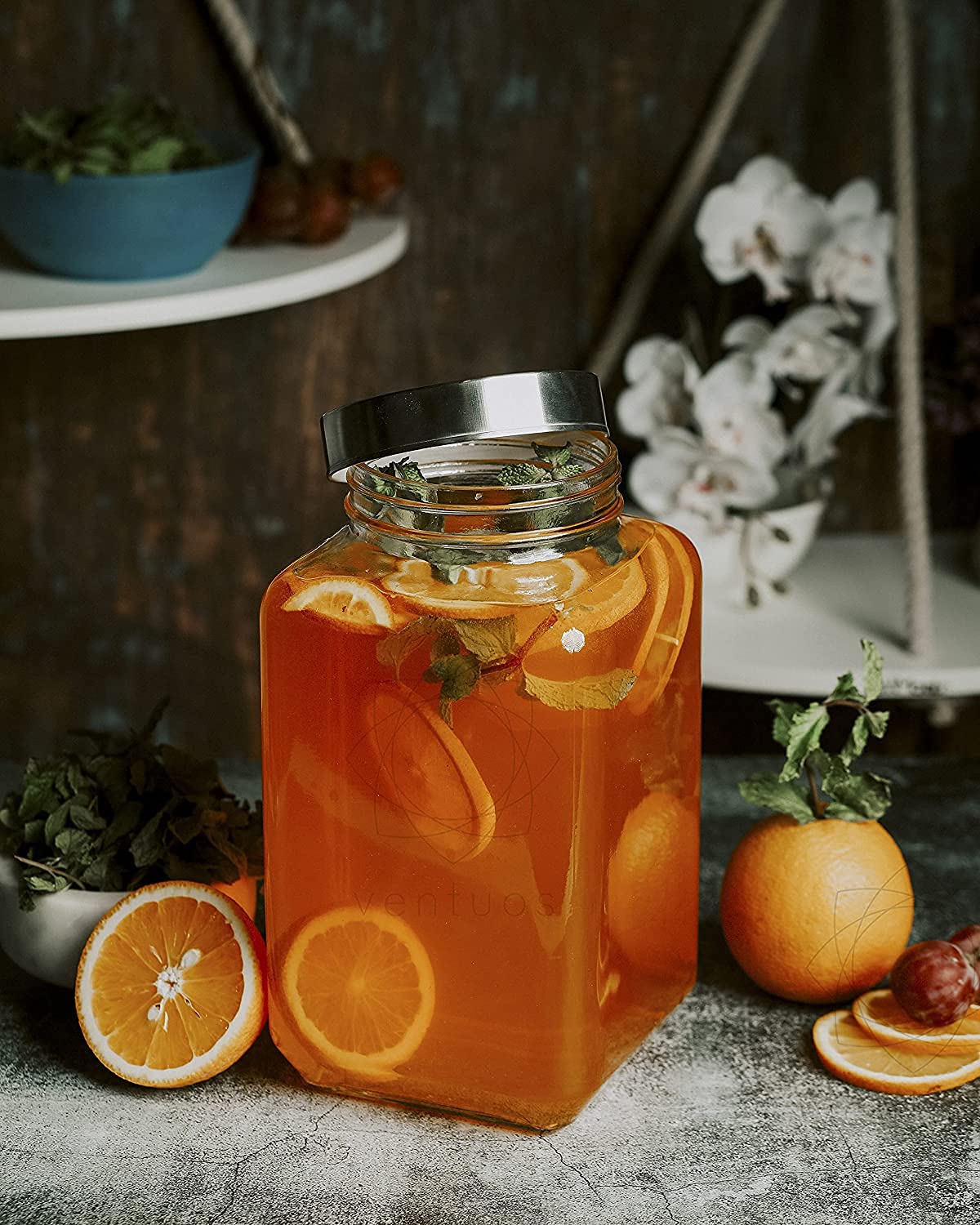 Dcloud Hub 3000Ml Food Grade Crystal Clear Barni Glass Jar For Kitchen Storage|Spice Jar|Masala, Honey, Jams, Pickles, Cookies, 