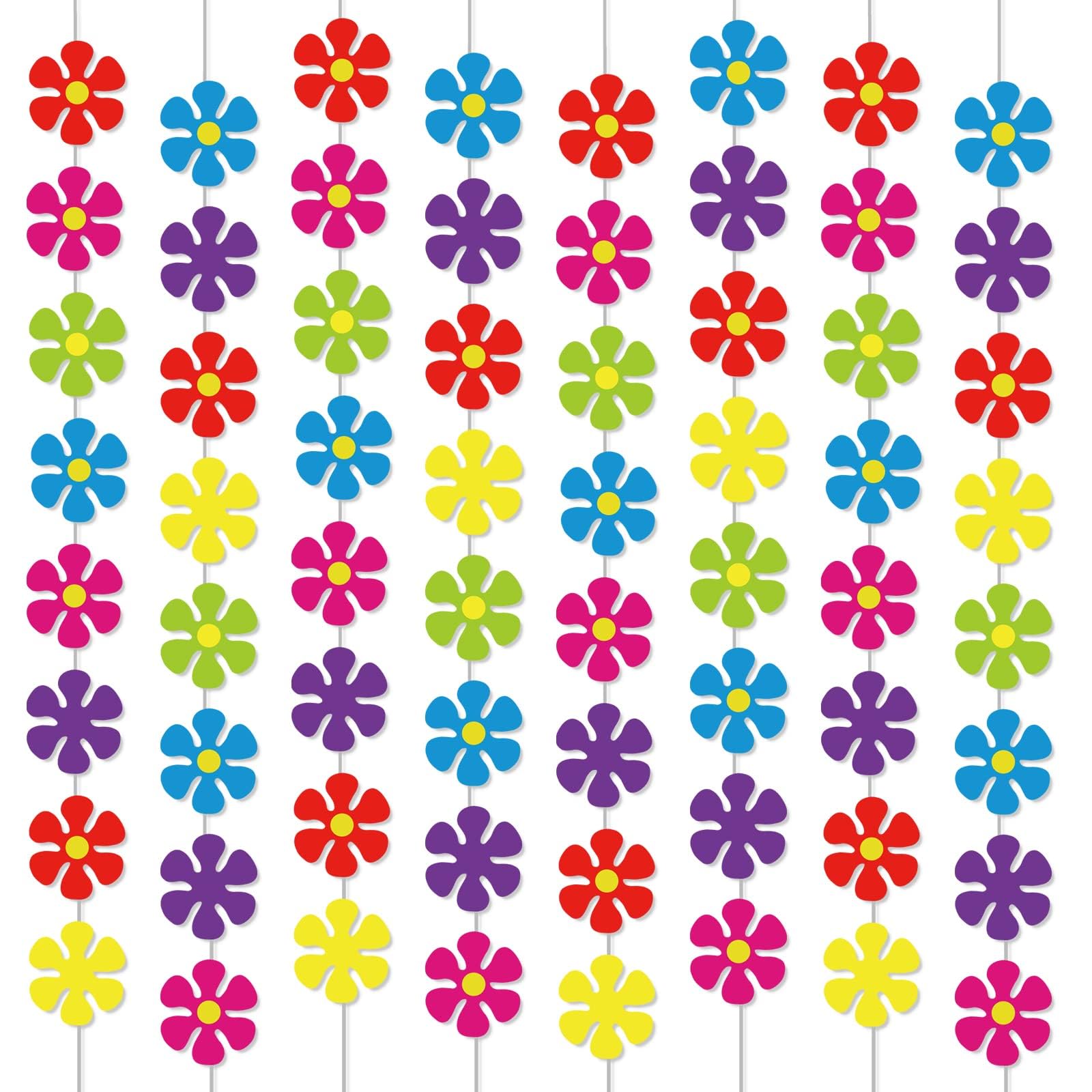 12 Packs Flower Paper Garland Kit Decorations Spring Flower Paper Cutouts 60 'S Hippie Party Banners Groovy Hippie Hanging Swirl
