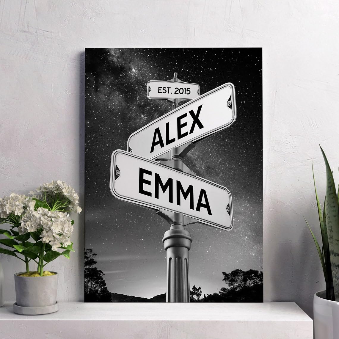 Generic Custom Name Vintage Street Sign Canvas Print, Personalized Name Intersection Sign Wall Art, Gift For Wedding, Gift For B