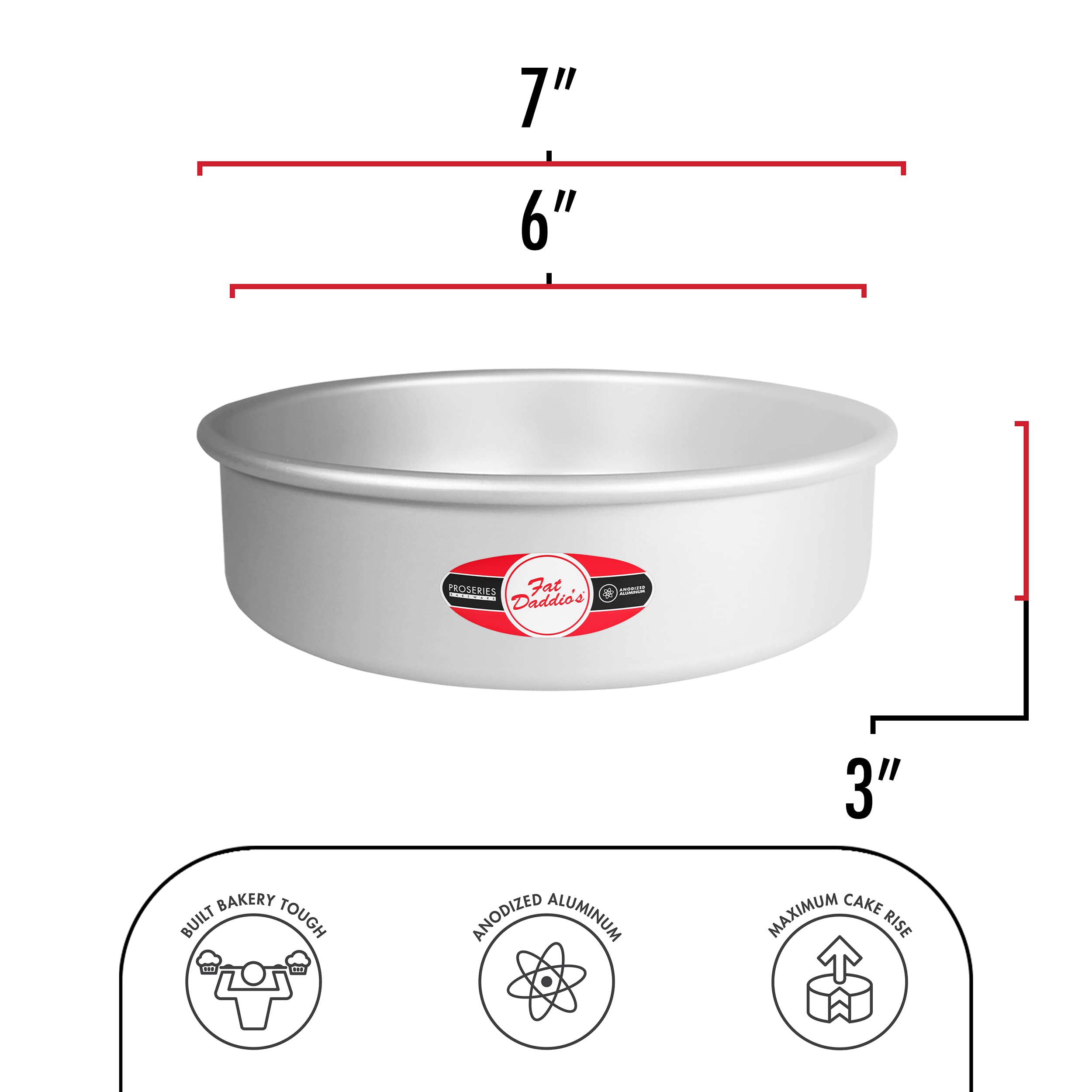 Fat Daddio'S Anodized Aluminum Round Cake Pans, 2 Piece Set, 6 X 3 Inch