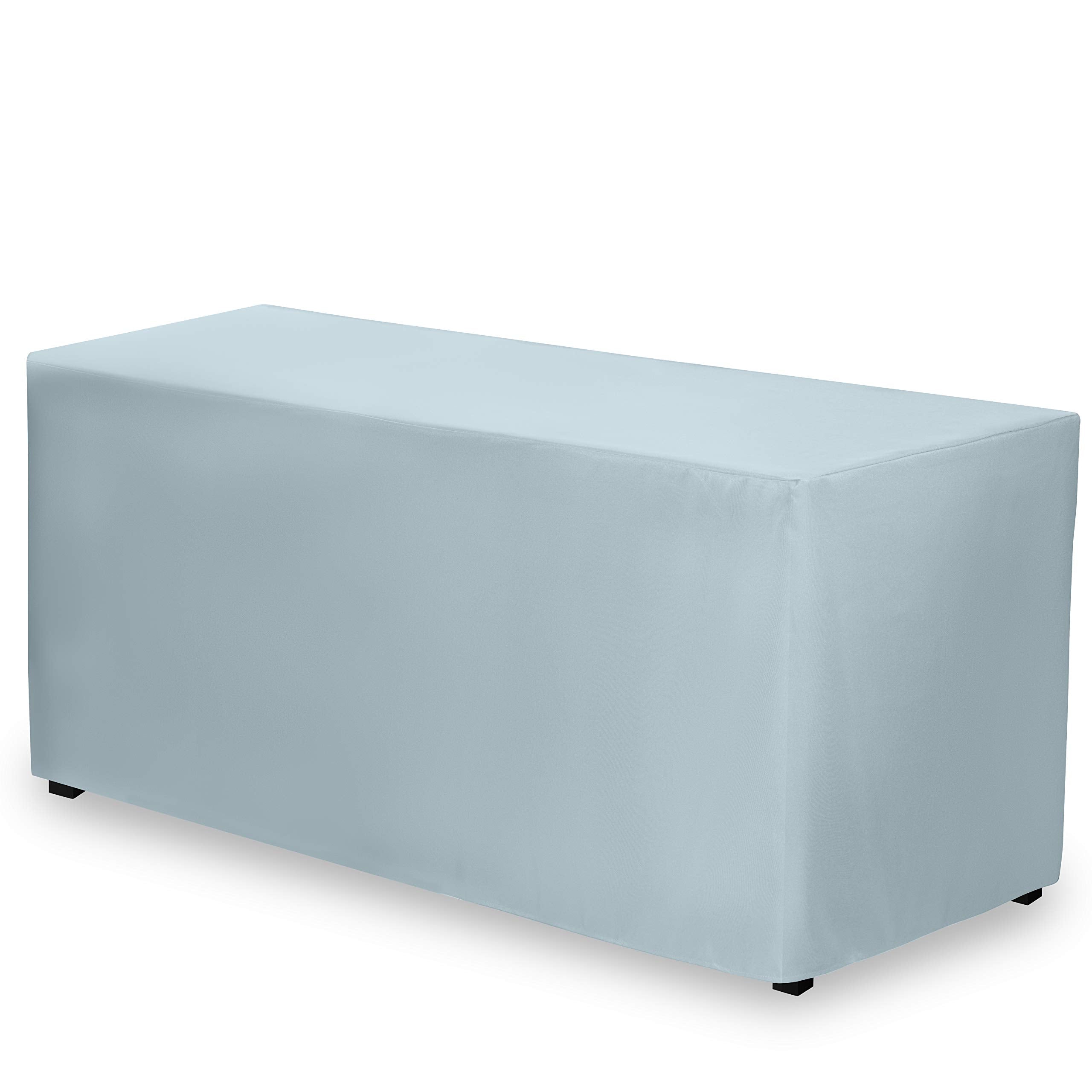 Gee Di Moda Fitted Tablecloth - 72 X 30 Inch Baby Blue Fitted Table Cloth For 6 Foot Rectangle Table - Heavy Duty Washable Fabri