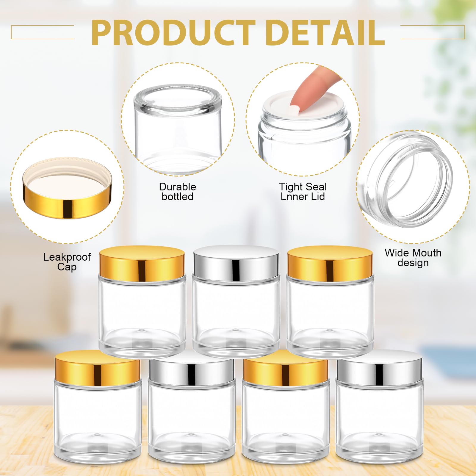 Meanplan 60 Pack 4 Oz Small Glass Jars With Lids Round Glass Sample Cosmetic Jars With Inner Liners For Condiment Containers Reu
