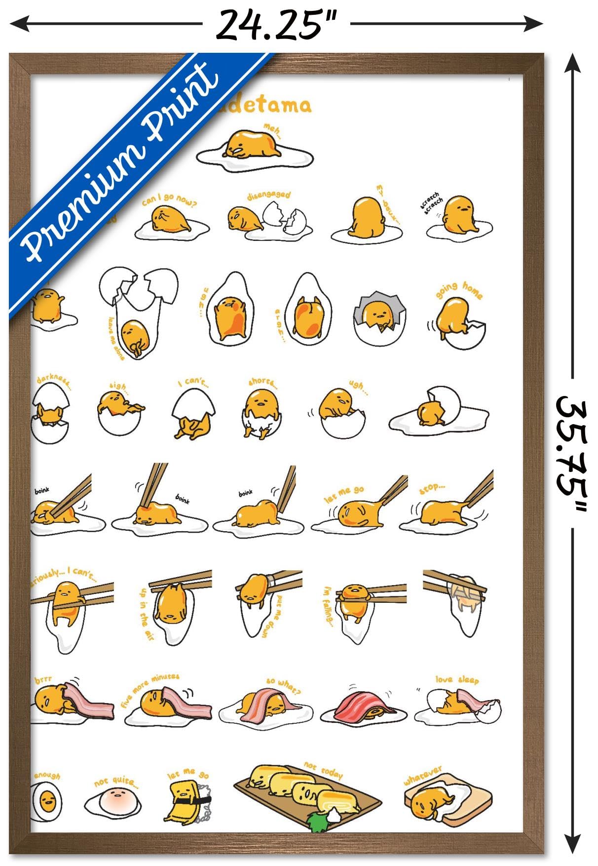 Trends International Gudetama - Grid Wall Poster, 22.375'' X 34'', Bronze Framed Version