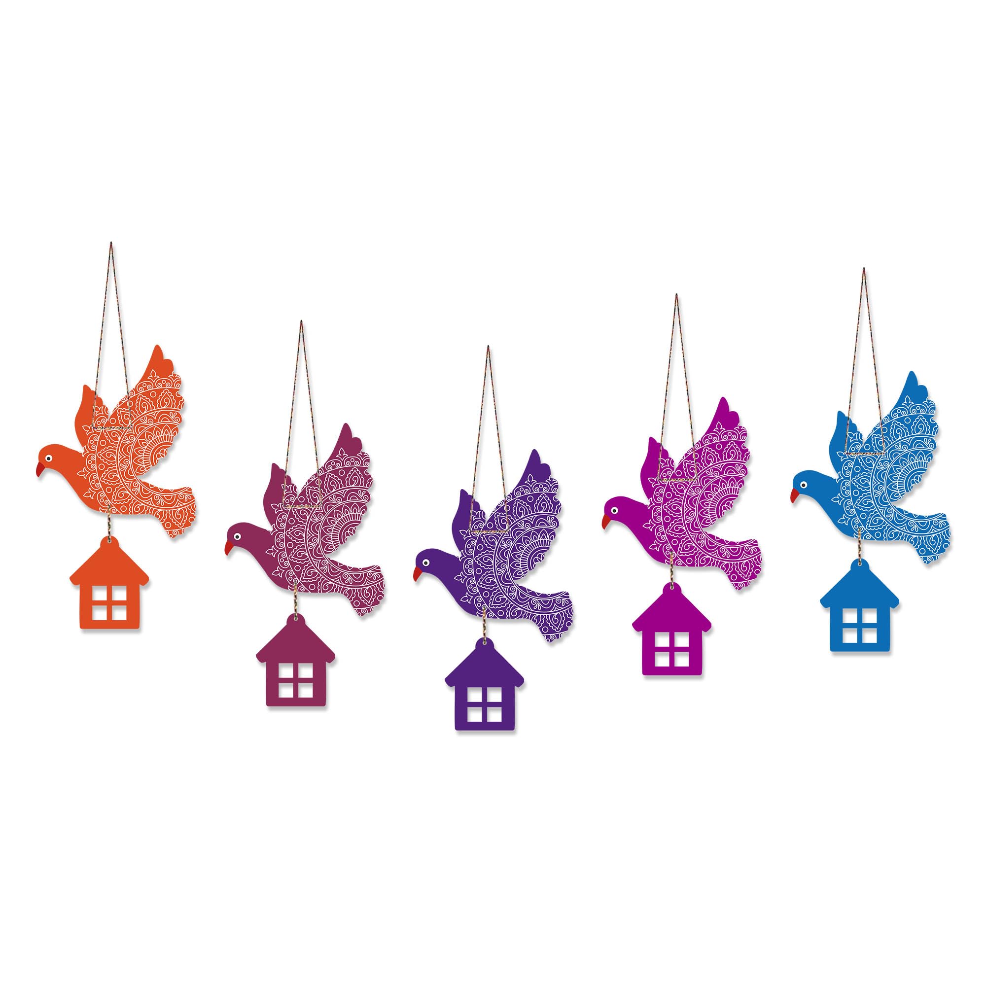 Artvibes Multicolored Flying Birds Decorative Wall Art Mdf Wooden Wall Hanger For Home | Garden Balcony| Stylish Modern Decor It