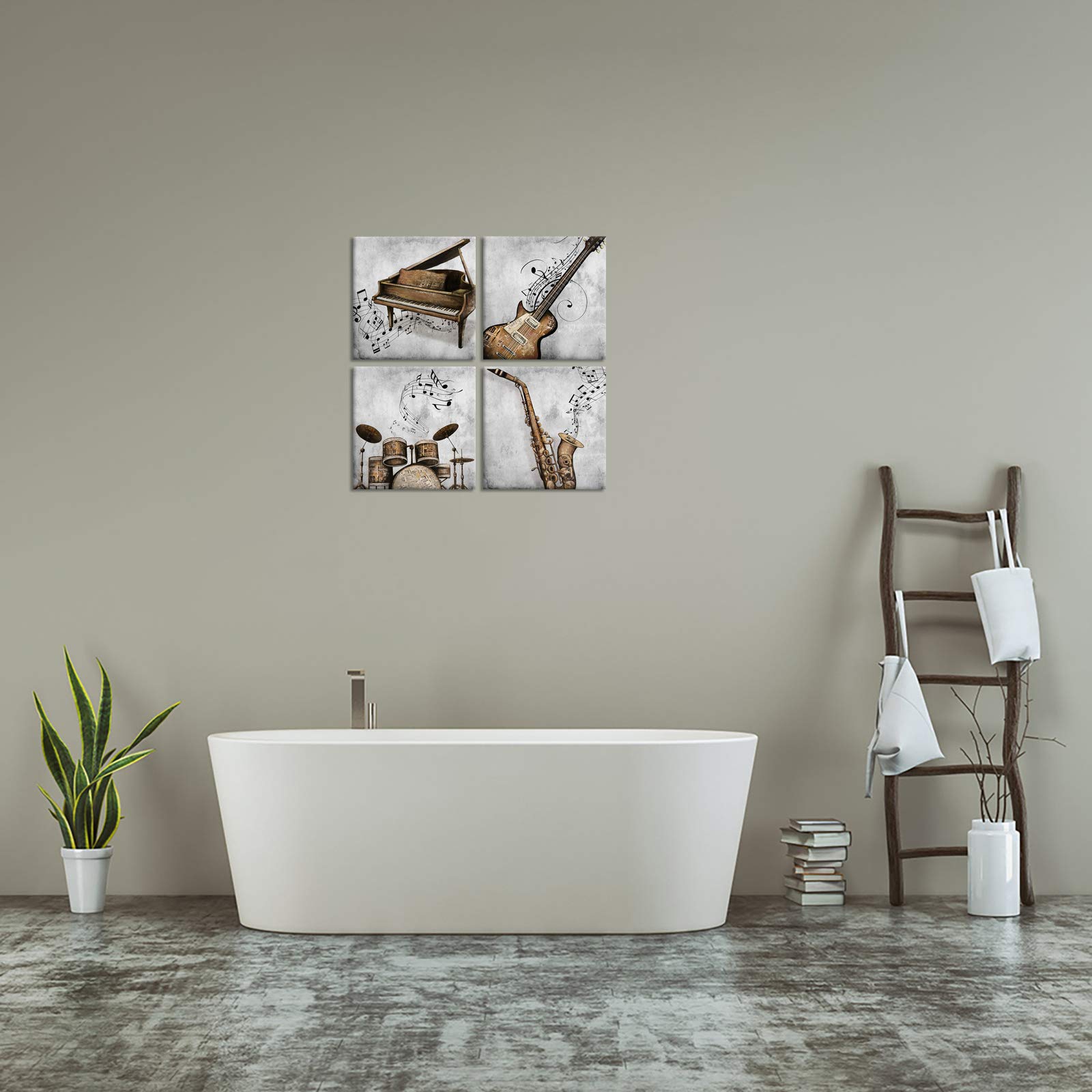 Lovehouse Music Canvas Wall Art Muisc Pictures For Wall Jazz Guitar Piano Saxophone And Drum Painting Poster Prints