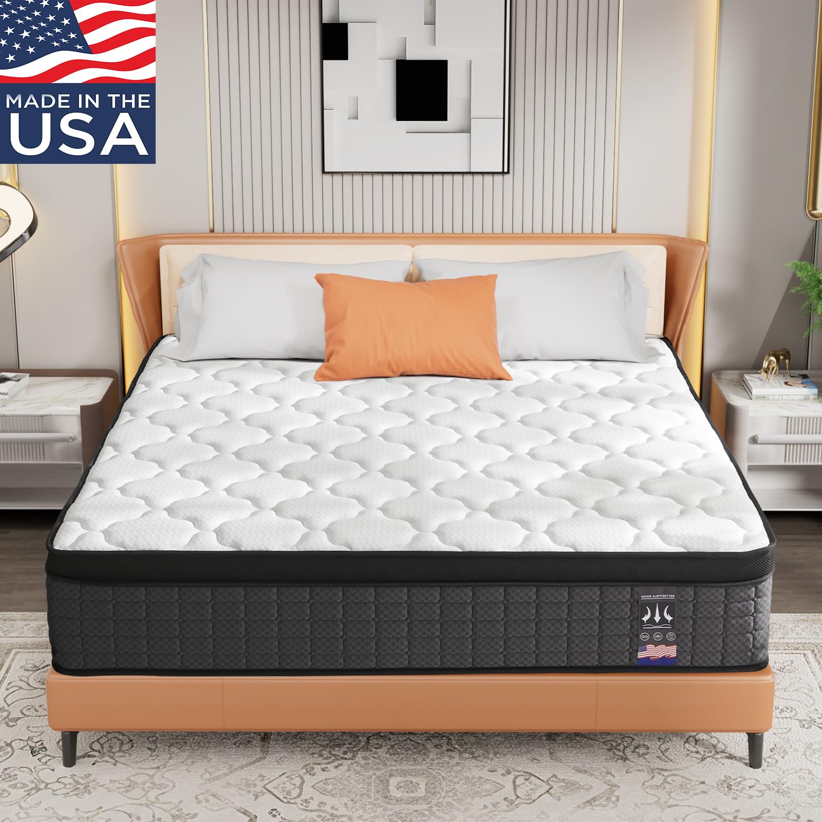 Msjh King Mattress 14 Hybrid Mattress - Medium-Plush Support - Made In Usa - Individually Pocketed Coils & Certipur-Us Foam - Fi