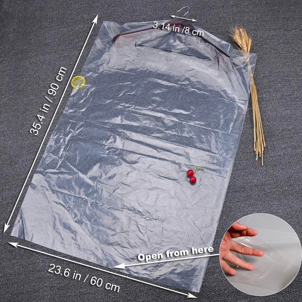 30 Pack Clear Plastic Clothes Covers 35.4Inch Dry Cleaning Hanging Dust Proof Garment Bags For Home Storage Clothing Stores & Dr