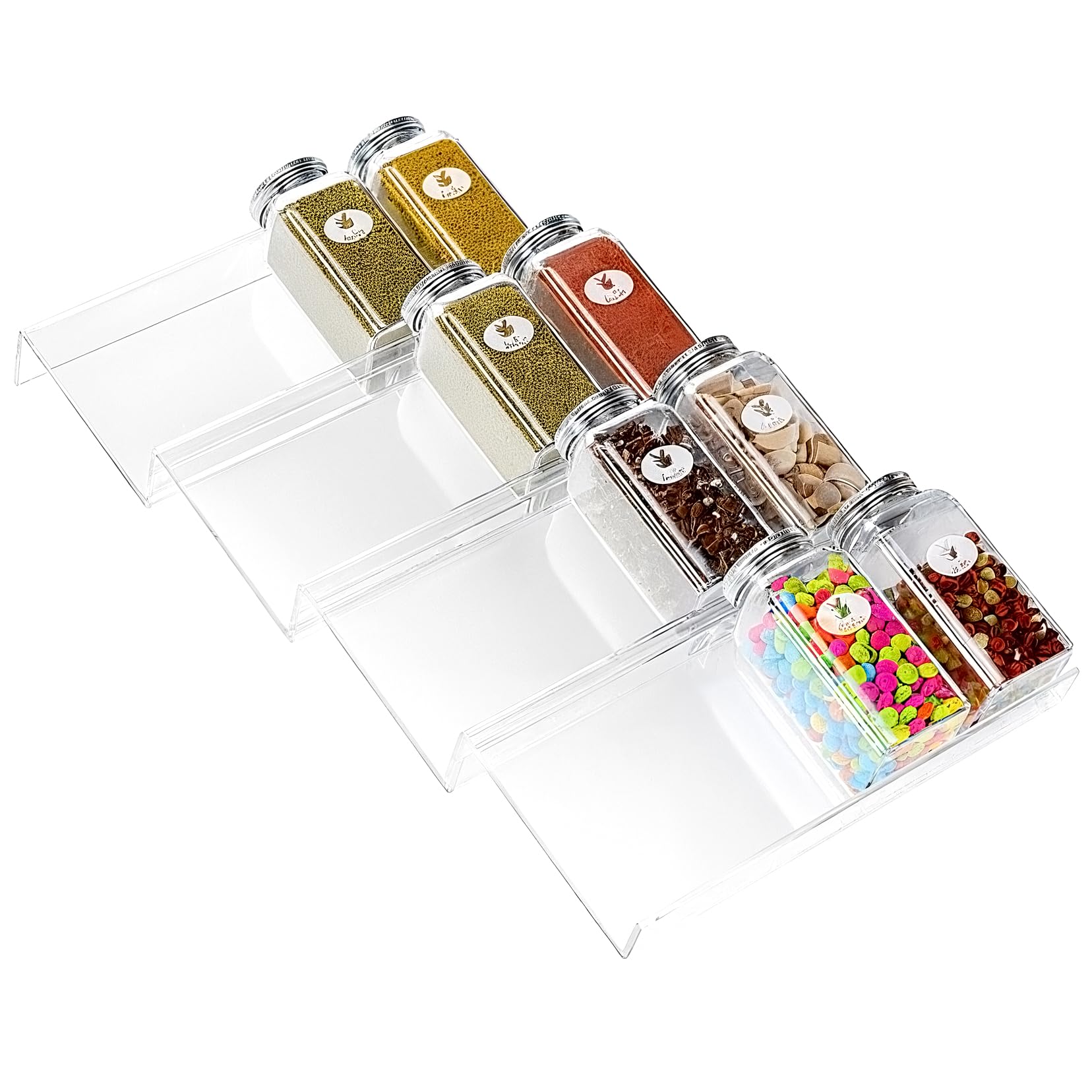 Olpad Spice Drawer Organizer, 4 Tier Slanted Clear Acrylic Expandable In Drawer Spice Organizer, Spice Rack For Kitchen Drawer C