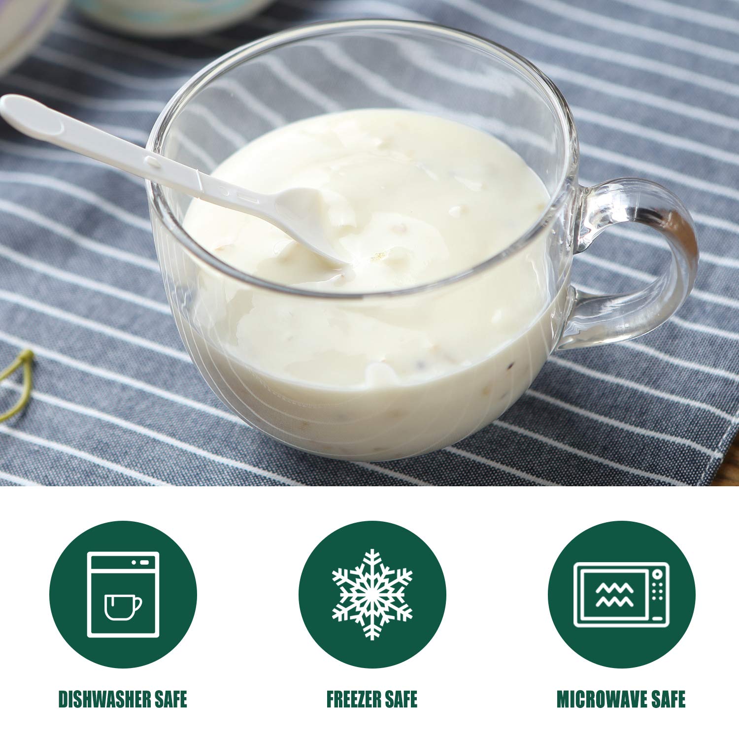 Maredash 16Oz Glass Jumbo Mugs With Handle For Coffee, Tea, Soup,Clear Drinking Cup,Set Of 6