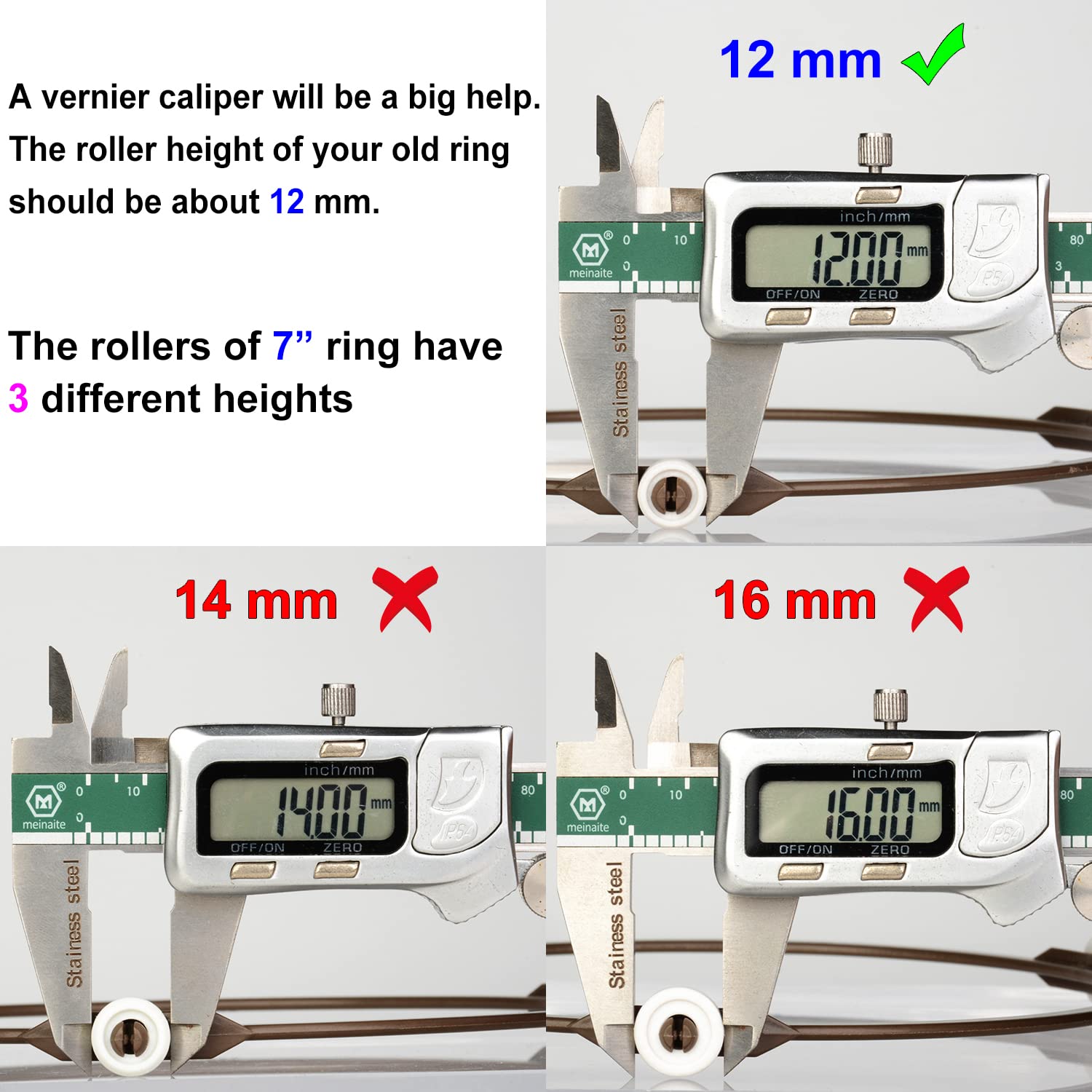 Jolaxy 7'' Microwave Turntable Ring with 12 mm Rollers  Microwave Oven Tray Support  Glass Plate Rotating Roller Ring  Ring Outer Diameter 7 inches (17.8 cm)  Roller Height 12 mm