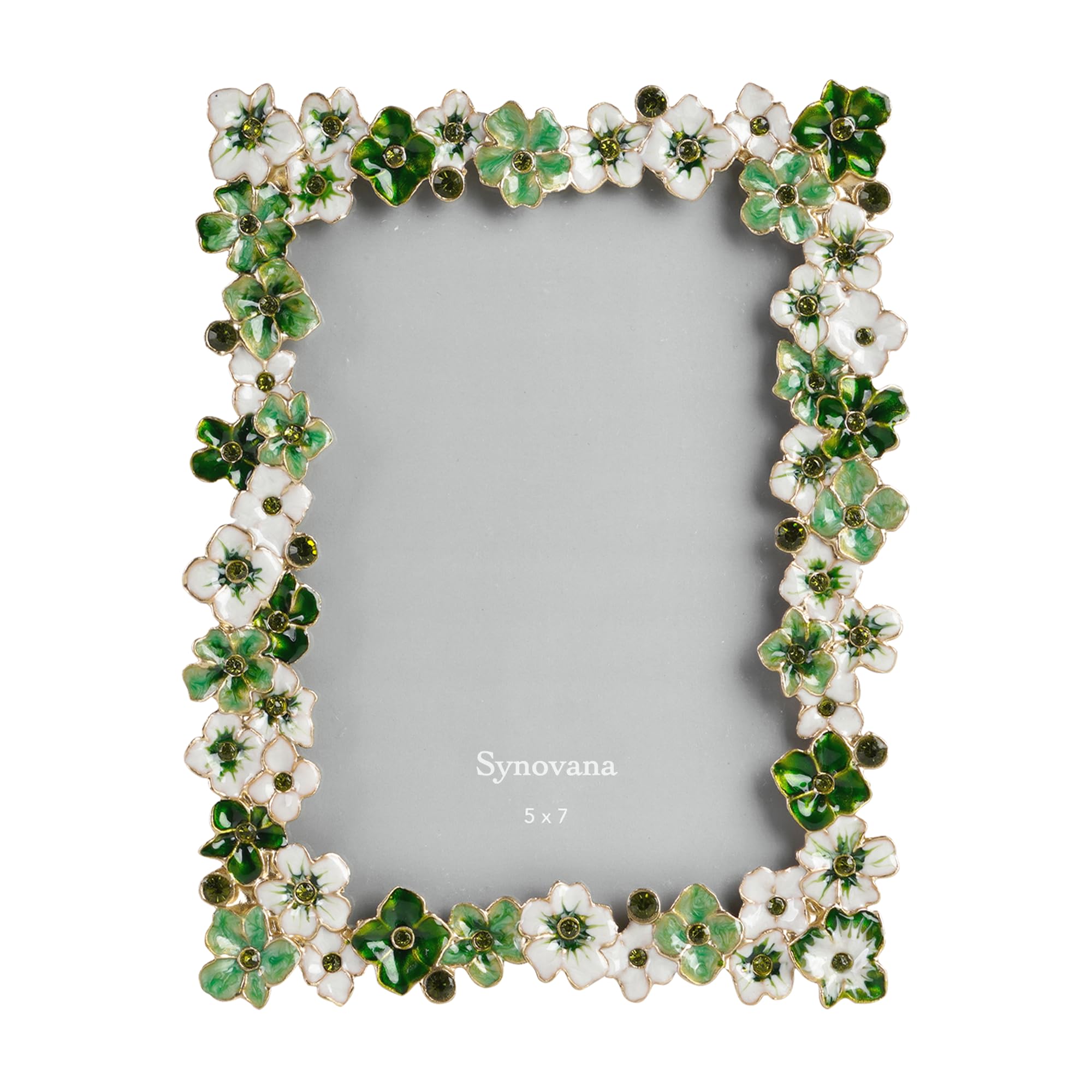 Synovana Green Flower Picture Frame 5x7 Blossom Photo Frame for Tabletop Display, Decorative Flower Design Home Decor