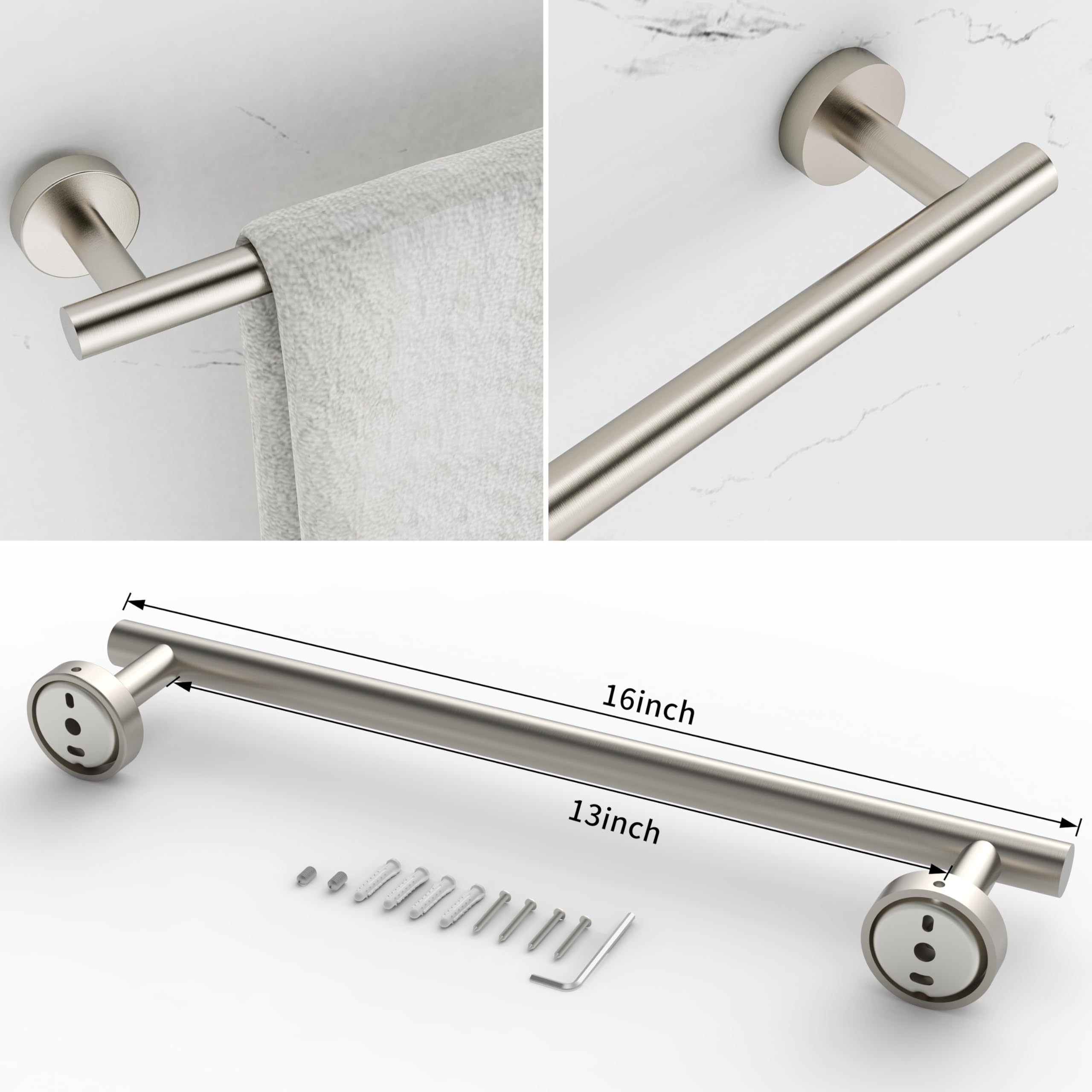 Rarxtr 3Pc Bathroom Hardware Set With Brushed Toilet Paper Holder & Towel Ring & Towel Bar Sus304 Stainless Steel Toilet Paper R
