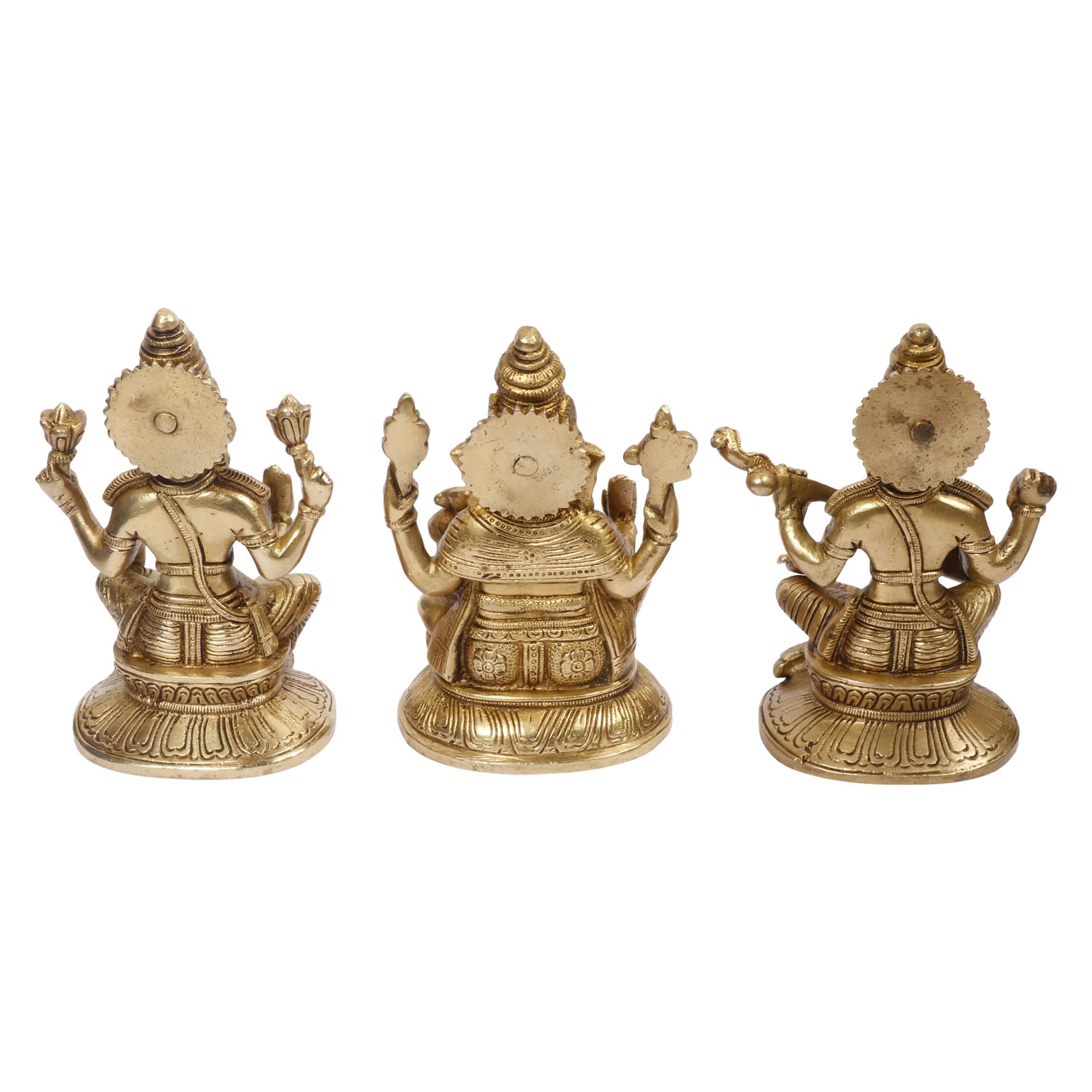 Kartique Brass Laxmi Ganesh Saraswati Bhagwan Idol Ganpati Murti Metal Statue For Home Office Success Entrance Decor Pooja Good