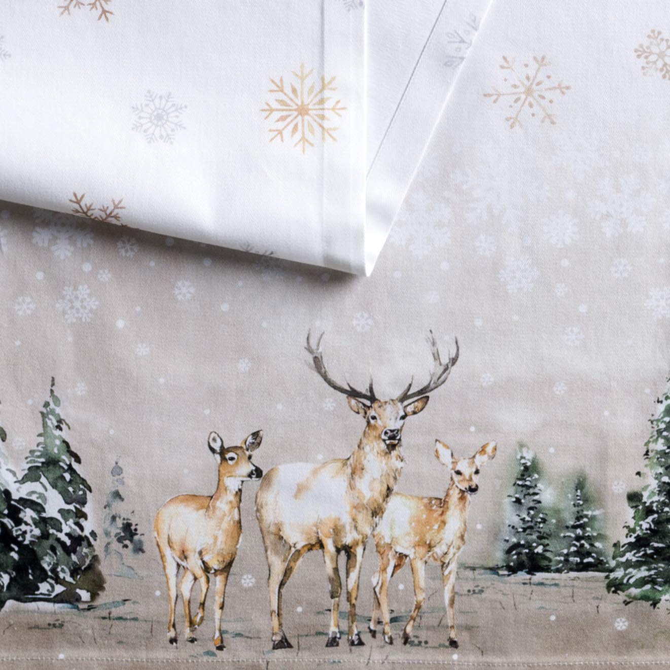 Maison D' Hermine Table Runners 100% Cotton 14.50Inch X 108Inch Tablerunner, Decorative Table Runner, Dining, Buffet, Deer In Th