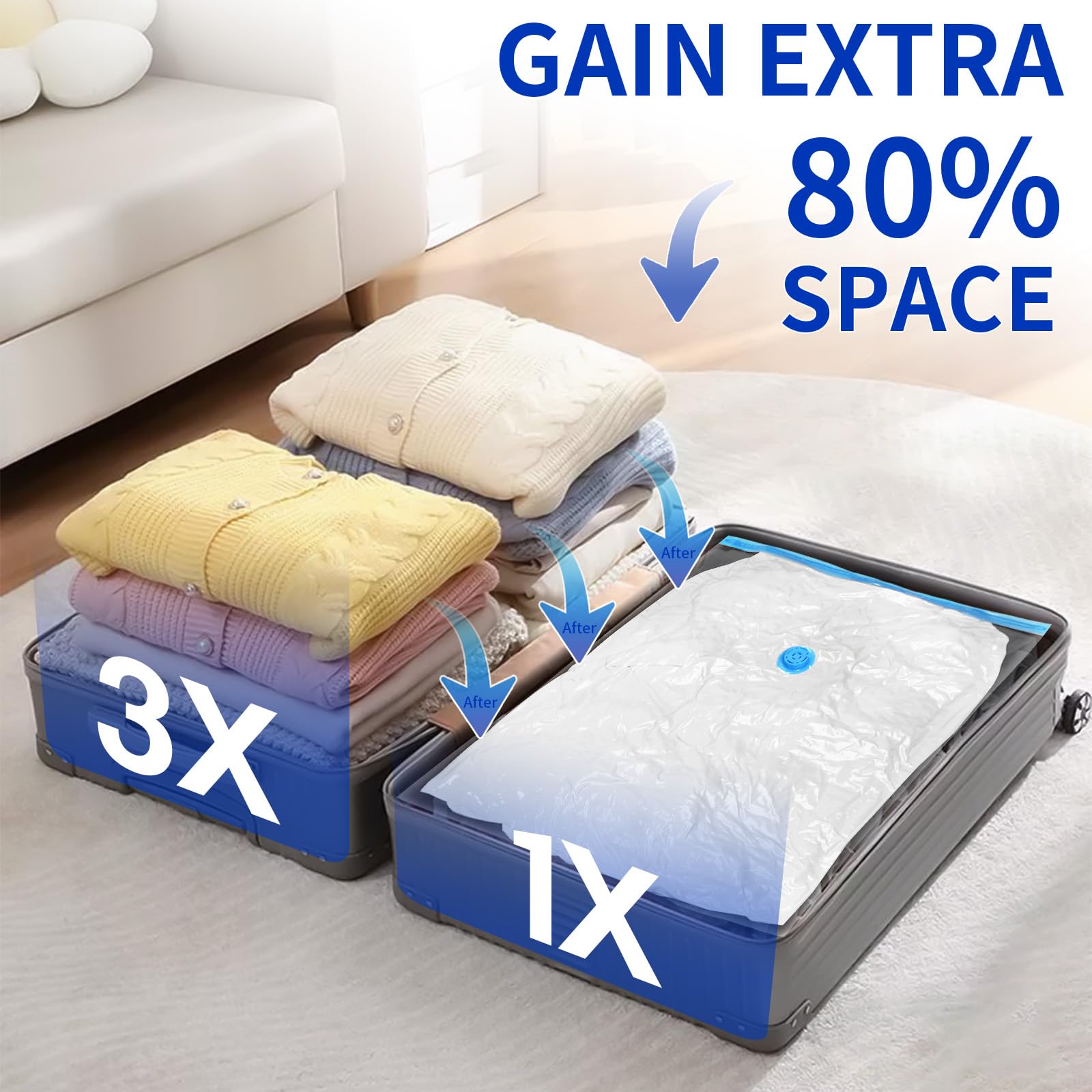Szo 10 Pack Vacuum Storage Bags (5 Large/5 Medium),Durable & Reusable Storage Bags,Vacuum Seal Bags For Clothing Travel, Space S