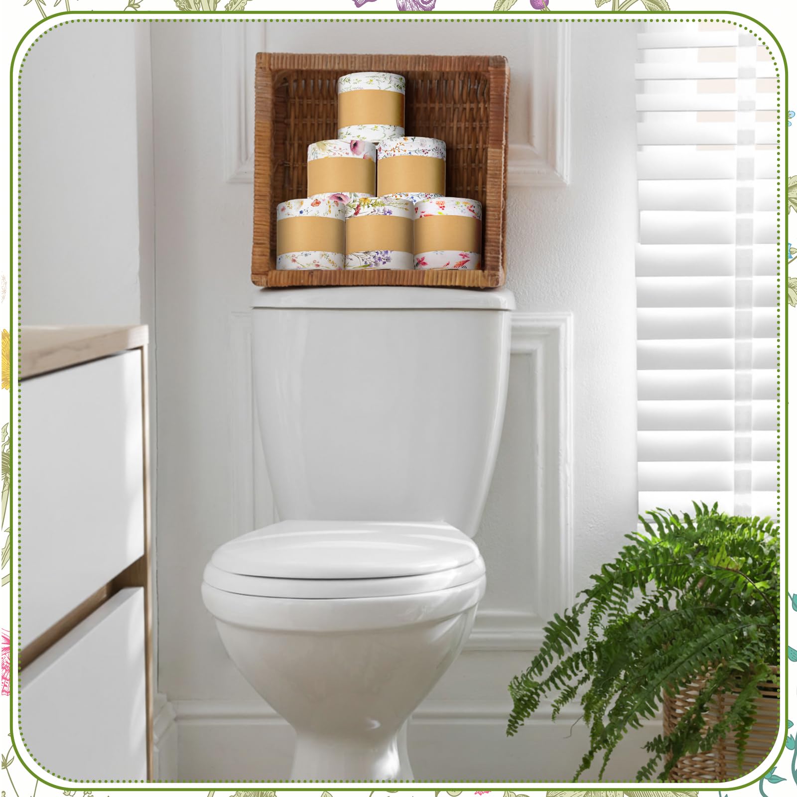 FuWeave 60 Pack Christmas Reusable Toilet Paper Washable Reusable Bidet Towels Bulk Paperless Towels Rolls Cotton Cloth Bathroom
