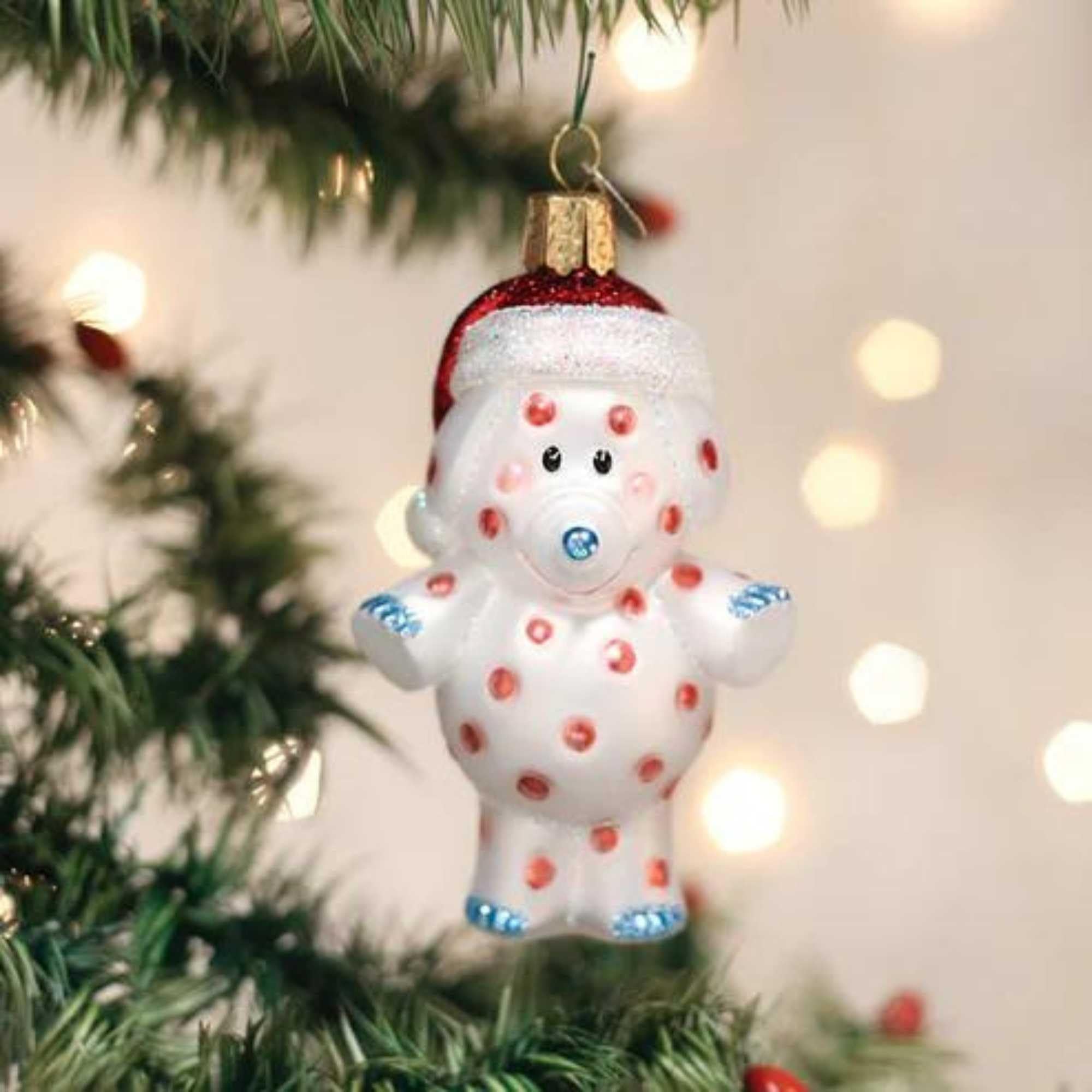 Old World Christmas Spotted Elephant Glass Ornament, Handcrafted Holiday Decor, Model 44211