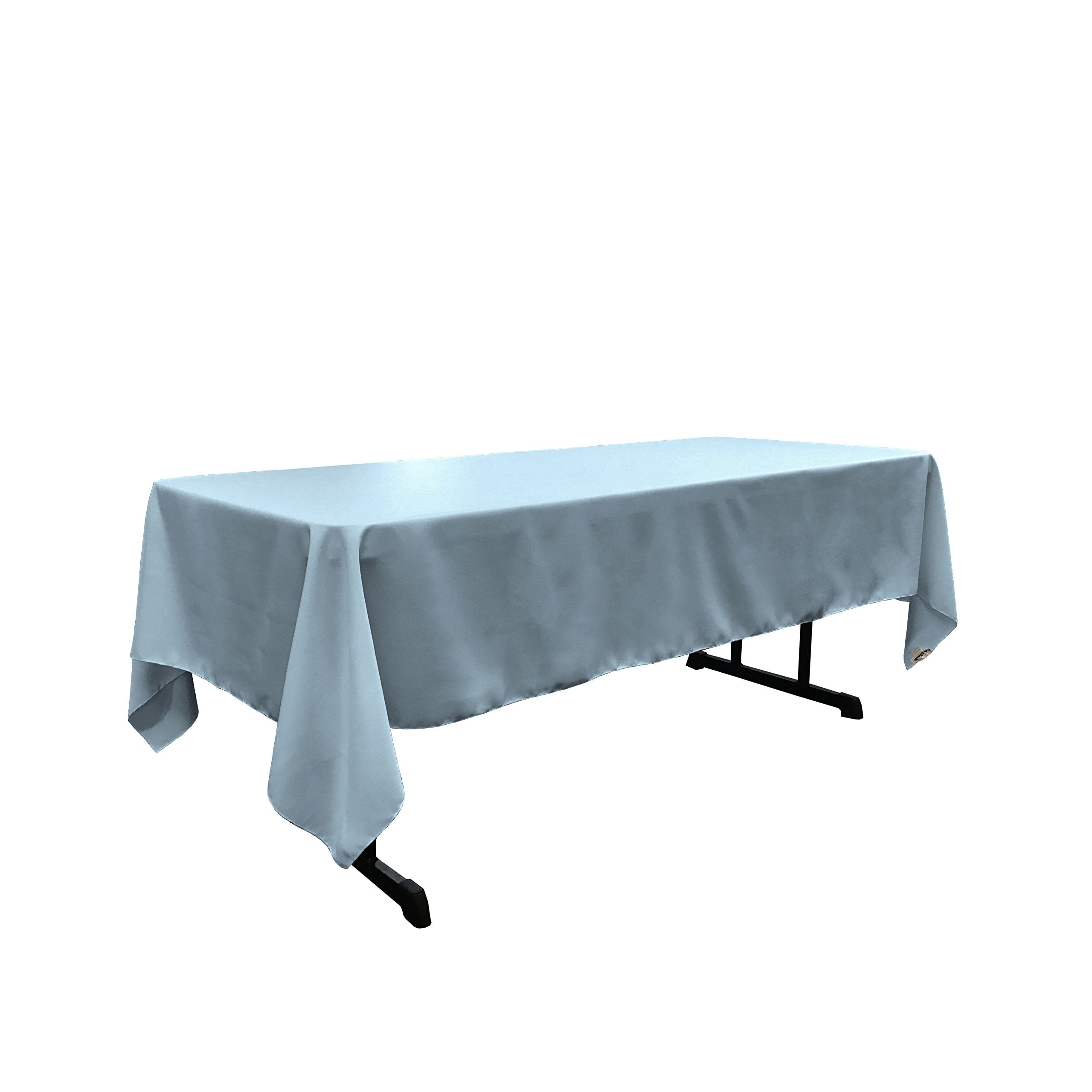 LA Linen Polyester Poplin Rectangular Tablecloth  60 by 120-Inch  Light Blue