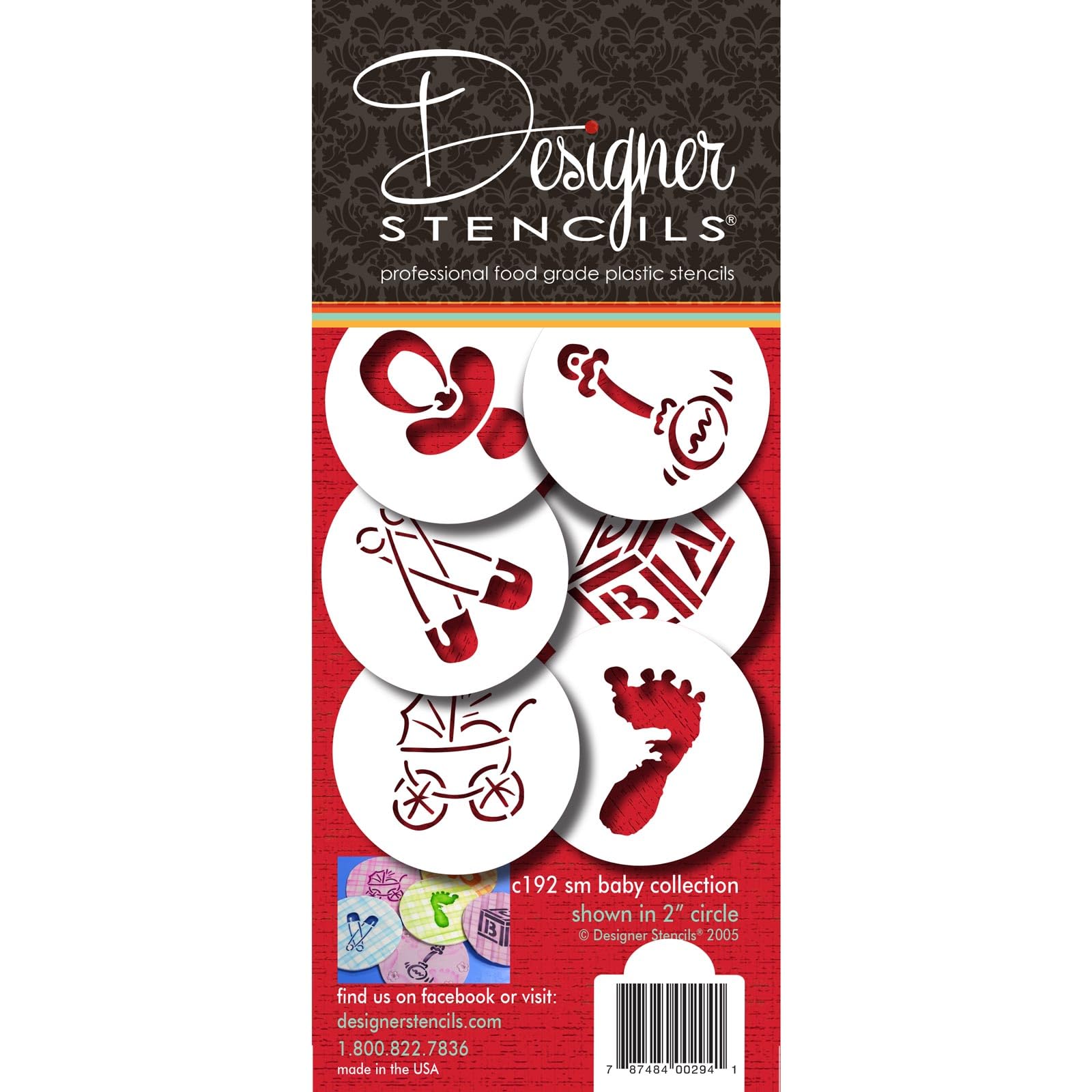 Designer Stencils Baby Candy/Cookie Stencils, Small, Beige/Semi-Transparent