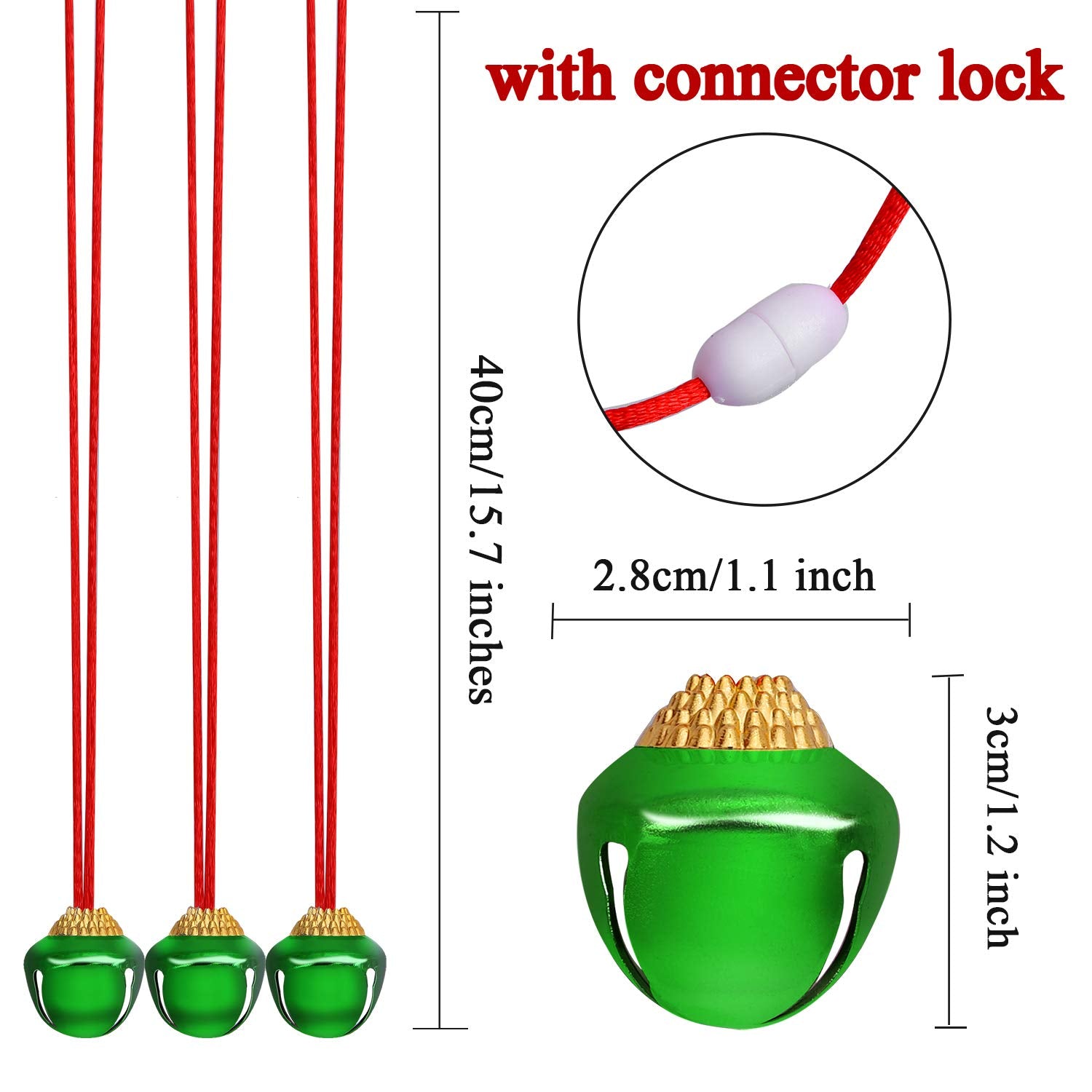 URATOT 24 Pieces Christmas Jingle Bell Necklaces Xmas Decoration Bell Necklaces with Connect Ribbons for Christmas Holiday Suppl