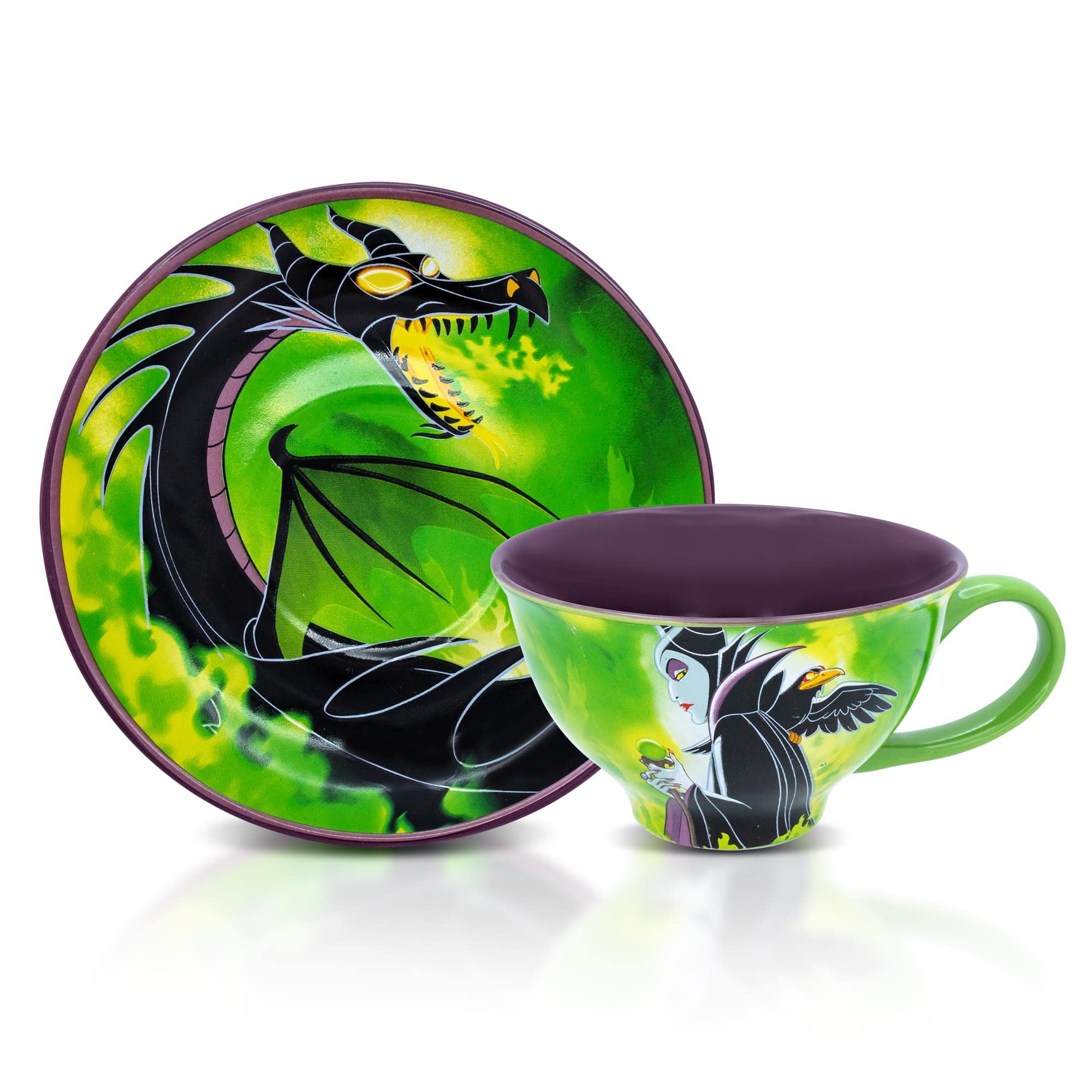 Silver Buffalo Disney Villains Maleficent Ceramic Teacup And Saucer | Tea Party Set For Coffee, Espresso, Mocha