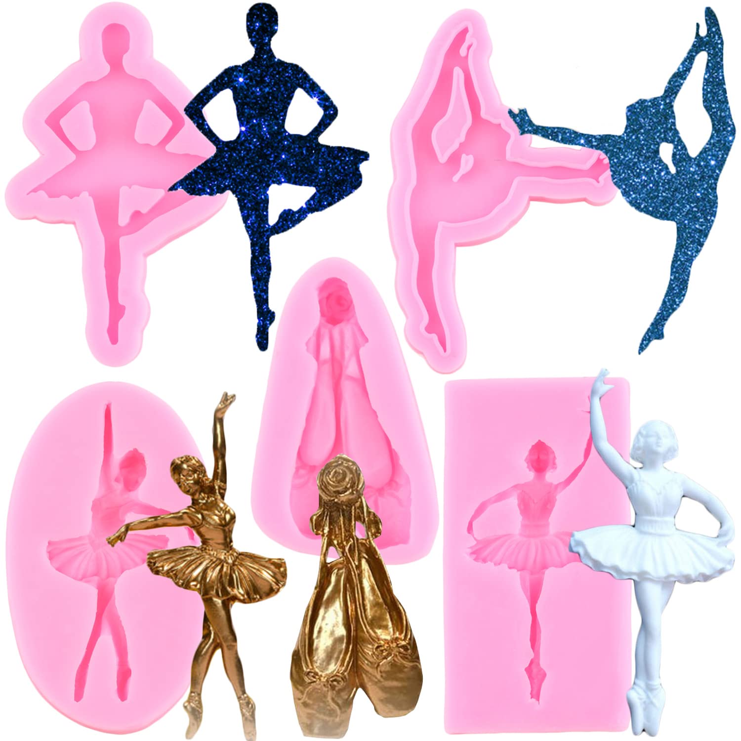 Miyahouse Ballet Dancer Silicone Molds Ballet Shoes Fondant Mold For Cake Decoration Chocolate Candy Polymer Clay Cupcake Topper