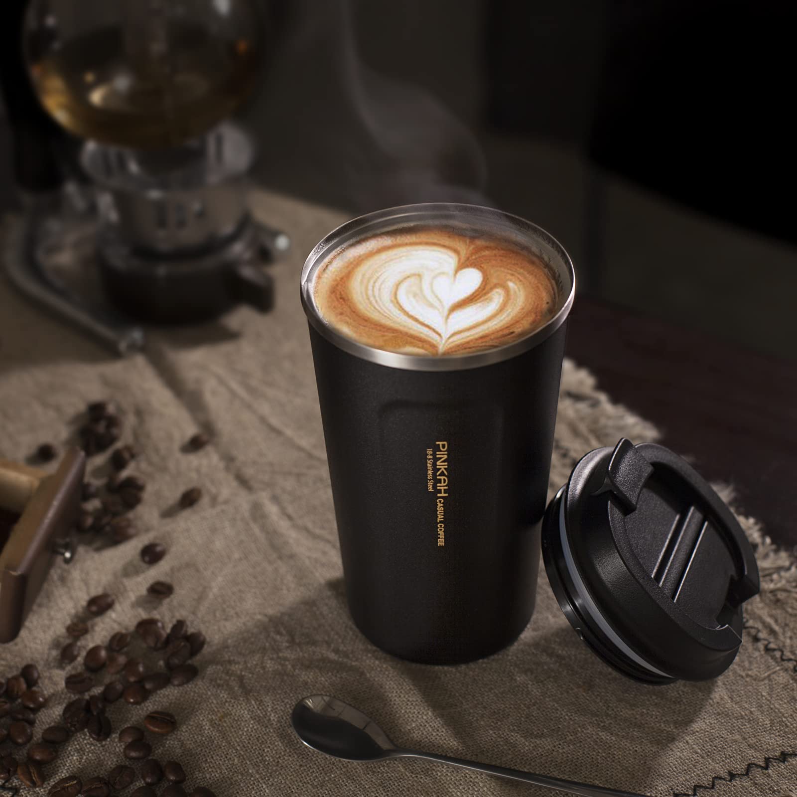 Pinkah 12Oz Vacuum Travel Mug For Ice Drinks/Hot Beverage, Double Walled Stainless Steel Insulated Coffee Tumbler Cup, Thermal C