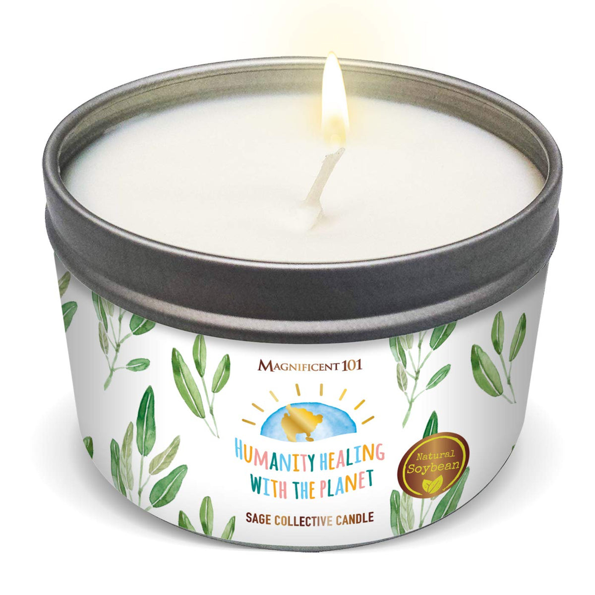 MAGNIFICENT 101 Pure White Sage Collective Candle Smudge Candle for House Energy Cleansing, Banishes Negative Energy - Natural S