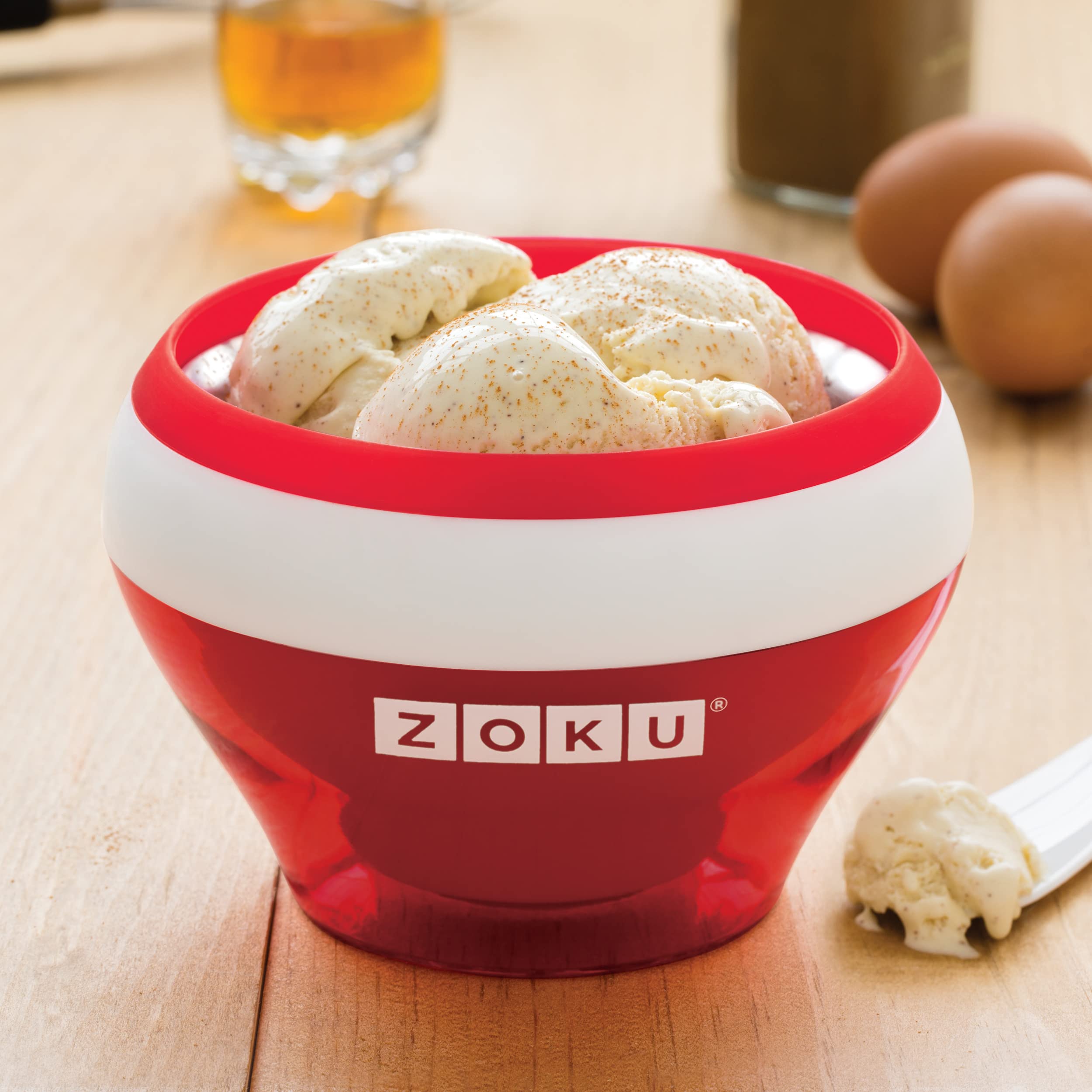 ZOKU Ice Cream Maker Bowl, Compact Soft Serve & Frozen Yogurt, BPA-free, Red, Model ZK120-RD