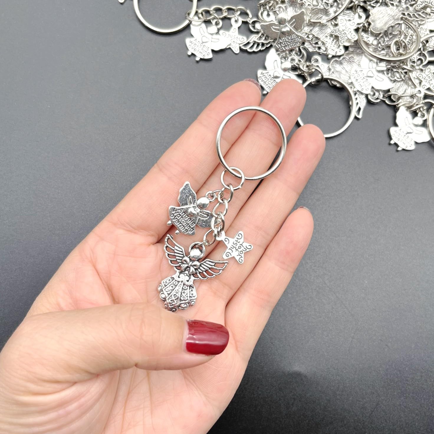 Jzk 30X Guardian Angel Keyring Keychains Key Charms For Christening Baby Shower Party Holy Communion Baptism Wedding Angel Gifts