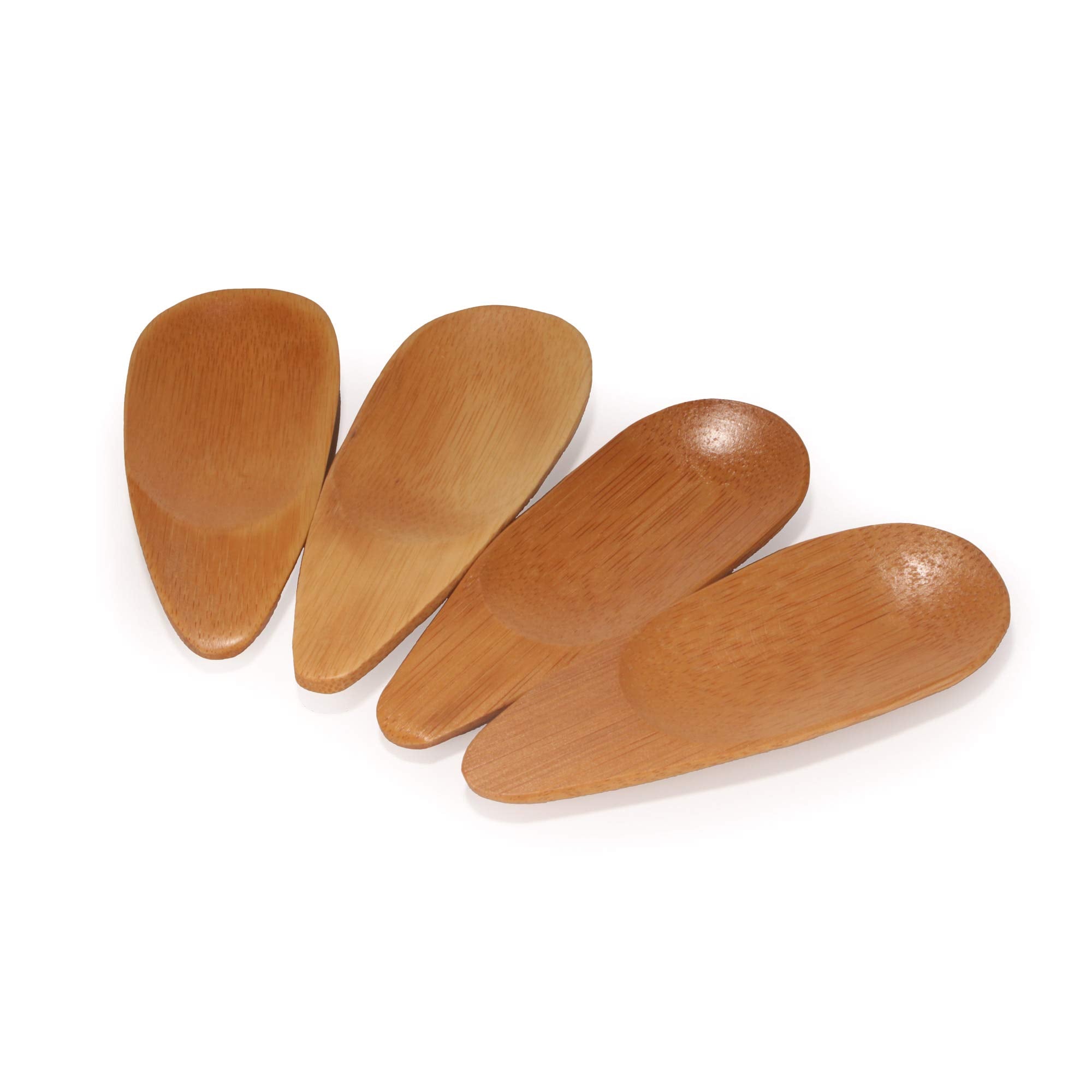 Bamboomn - 4'' Small Solid Bamboo Oval Scoop, 10Pcs