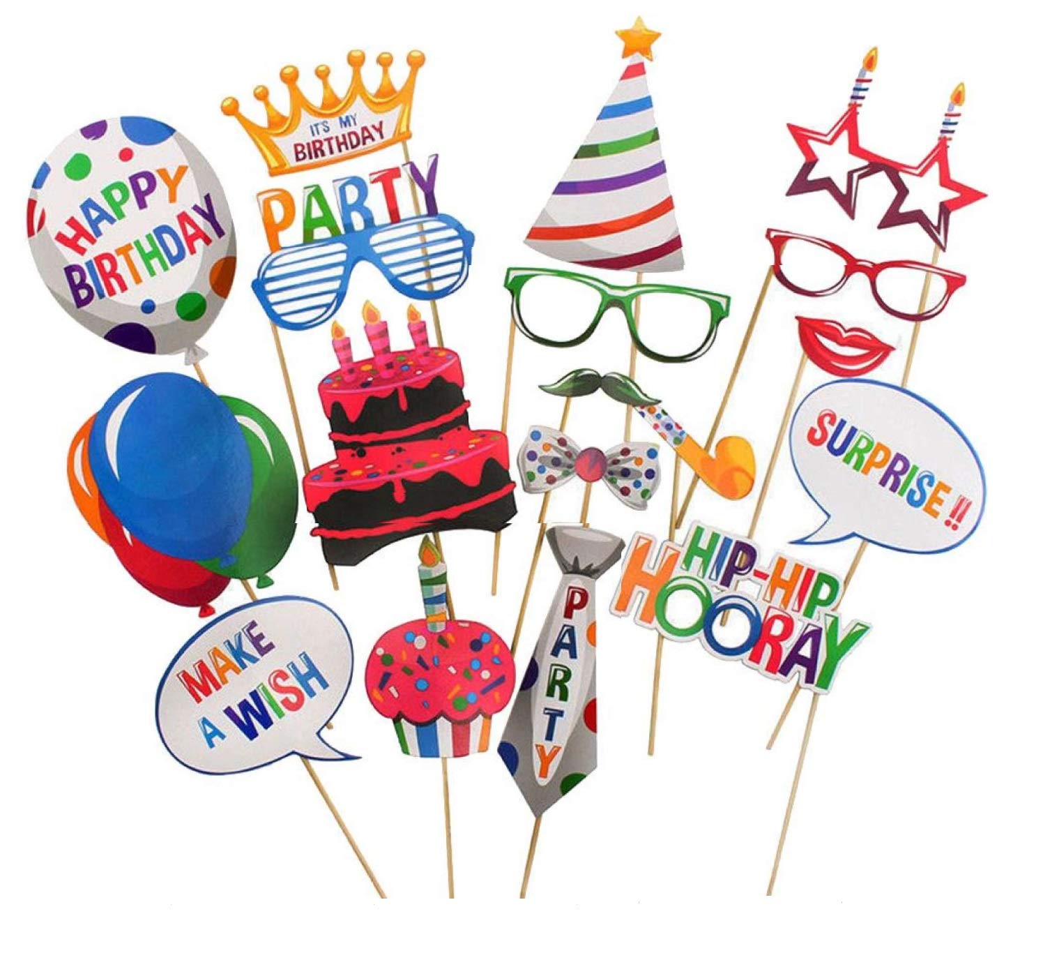 FunBlast 20 Pcs birthday party Photo booth DIY Birthday Party Decorations Birthday Party Photo Booth Props