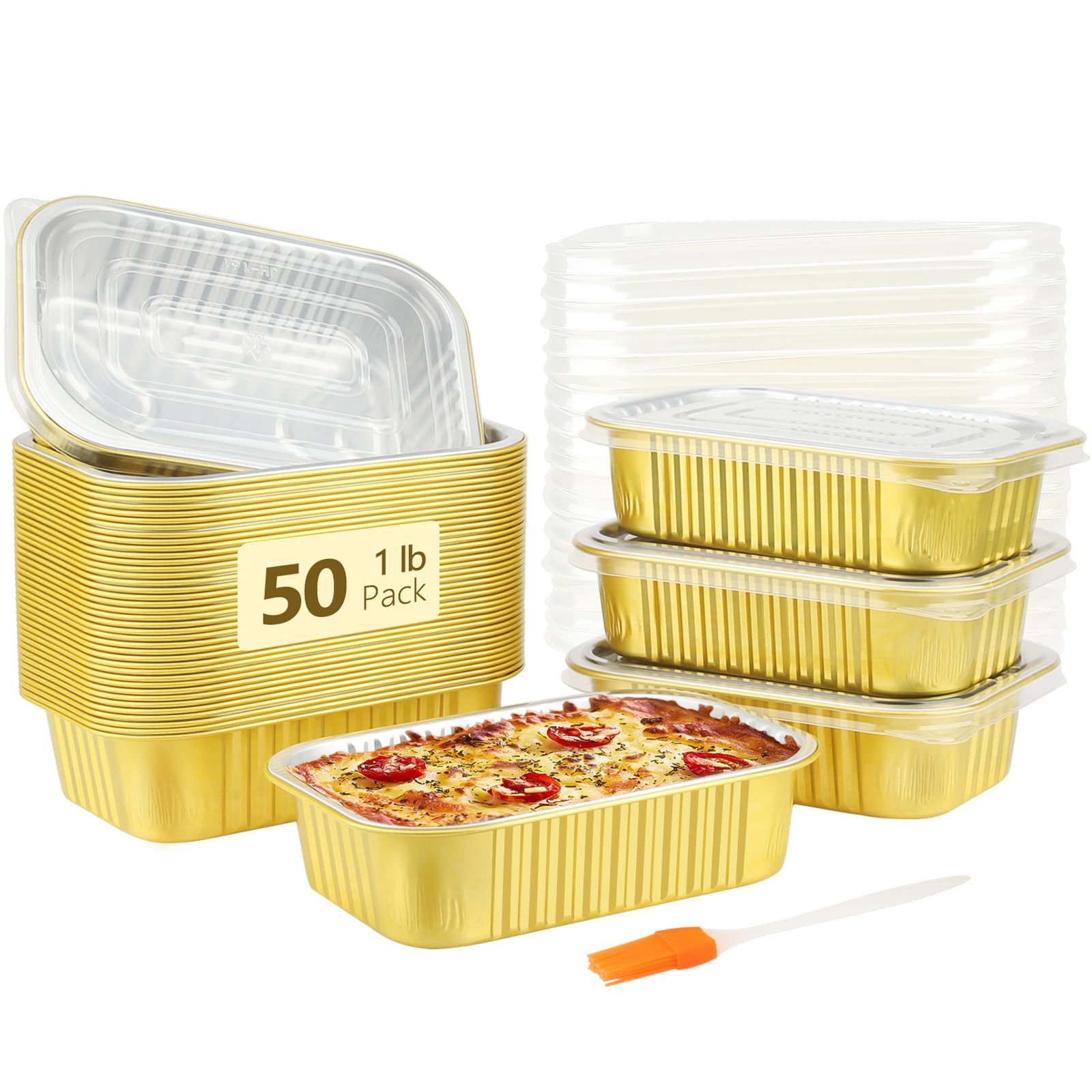 LNYZQUS 1LB Small Aluminum Foil Pans with PP Lids, for Freezer to Oven