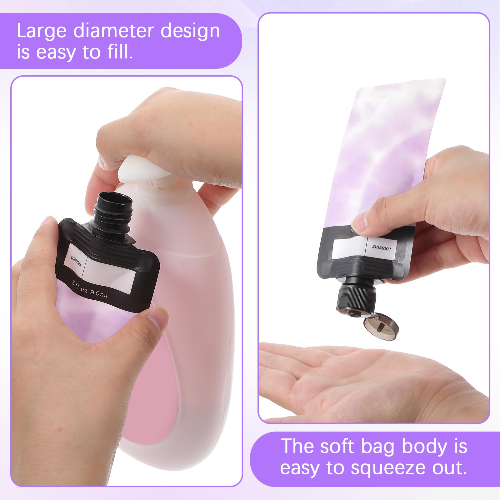 Dimeho 6 Pcs Travel Pouches For Toiletries, 3 Oz Travel Size Containers Leak Proof Empty Squeeze Pouches Tsa Approved Refillable