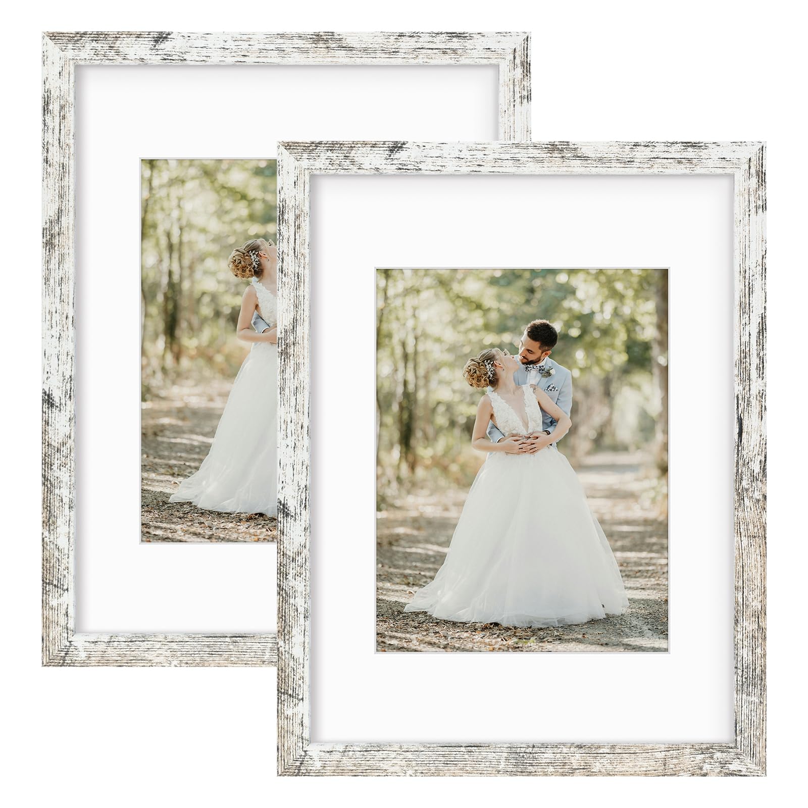 Golden State Art 12x16 Picture Frame with Mat for 8.5x11 Picture - Shatter Resistant Plexiglass - Engineered Wood Gallery Wall F