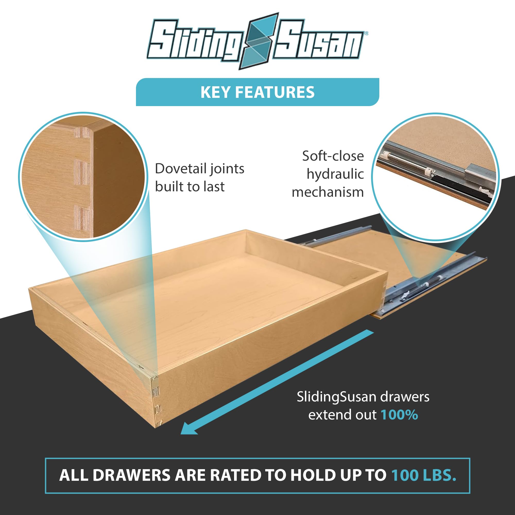 Slidingsusan Pull-Out Drawer Organizer For Cabinets, Gliding Soft Close Shelves For Kitchen, Pantry, And Storage Organization, F